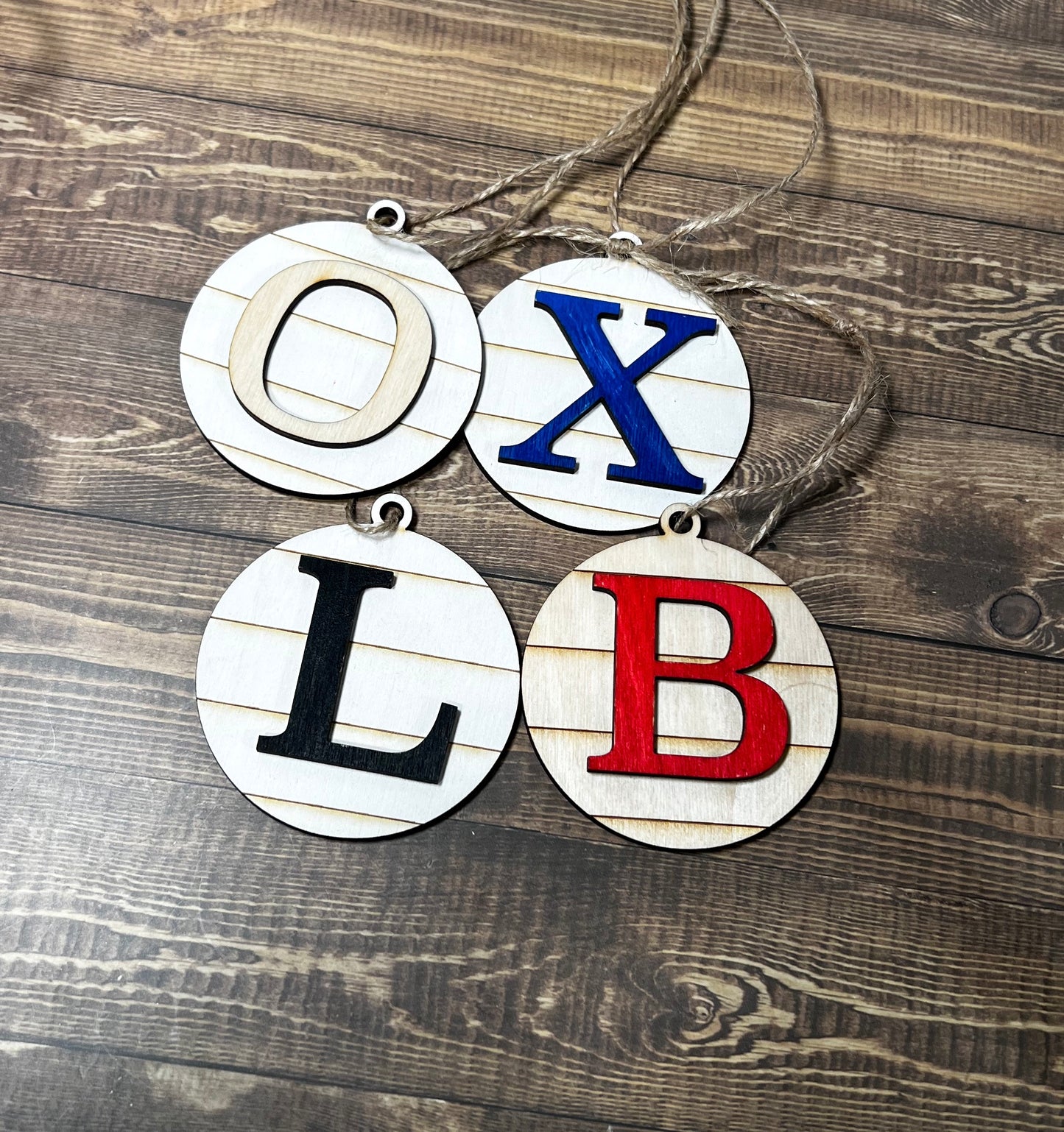 Monogram Ornament, Initial Ornament, Wooden Ornament, Engraved Ornament, Laser Engraved Wood Ornament