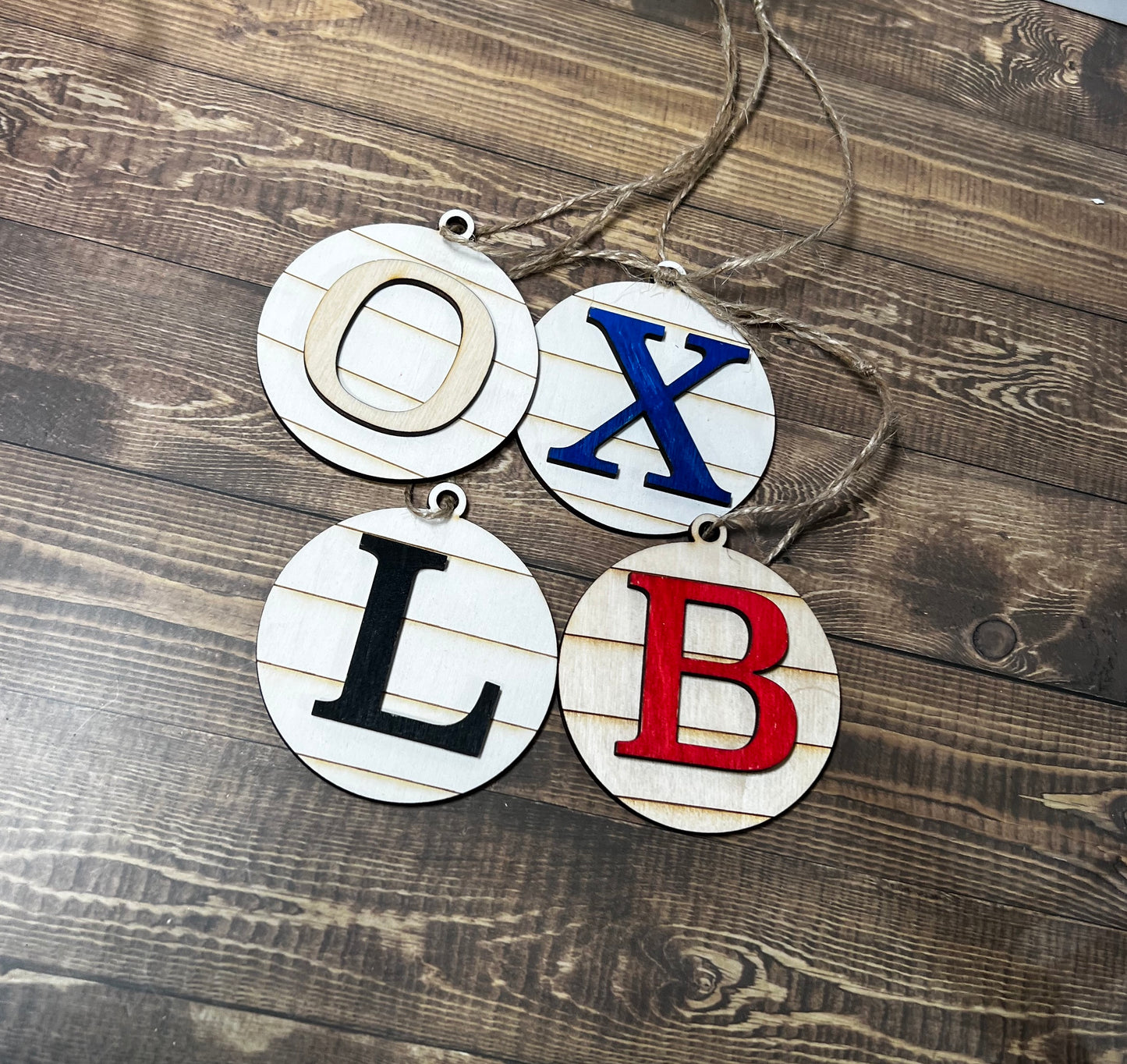 Monogram Ornament, Initial Ornament, Wooden Ornament, Engraved Ornament, Laser Engraved Wood Ornament