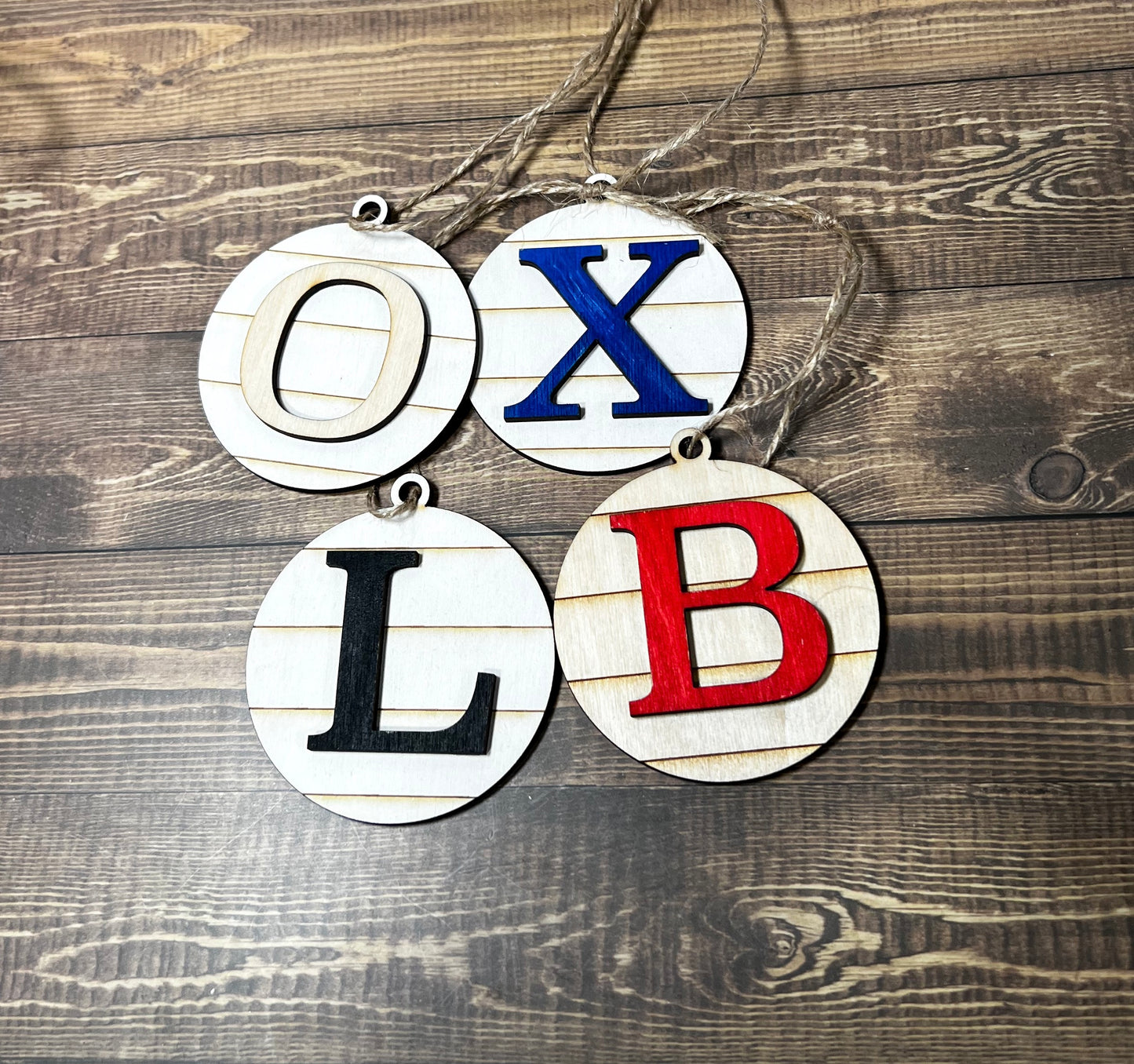 Monogram Ornament, Initial Ornament, Wooden Ornament, Engraved Ornament, Laser Engraved Wood Ornament