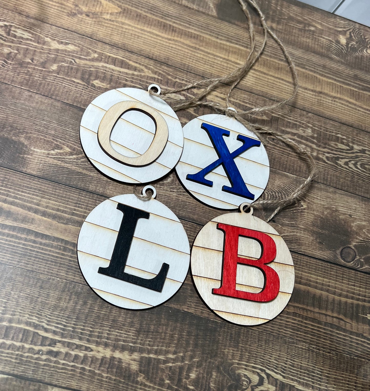 Monogram Ornament, Initial Ornament, Wooden Ornament, Engraved Ornament, Laser Engraved Wood Ornament