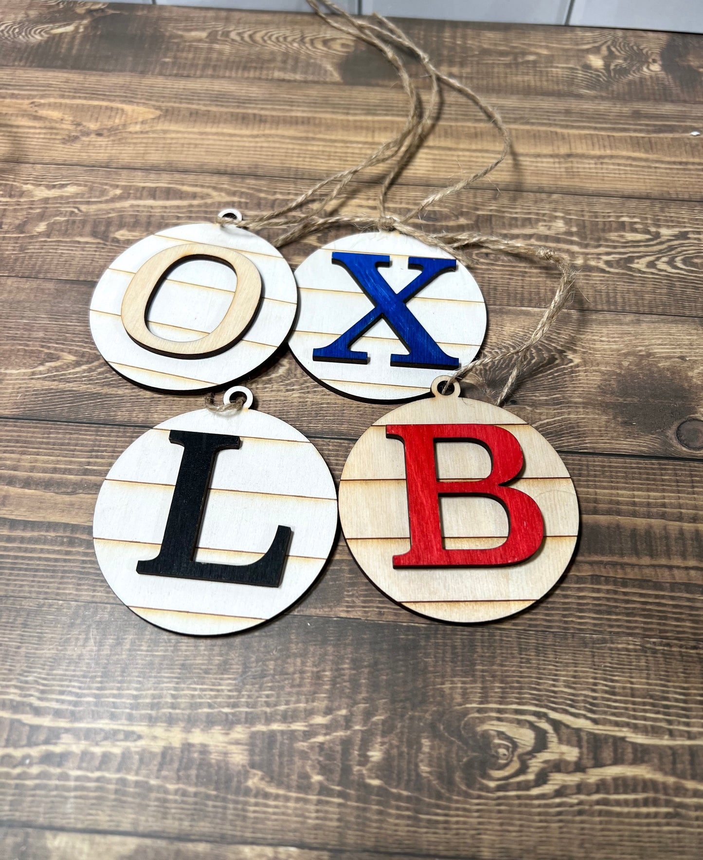 Monogram Ornament, Initial Ornament, Wooden Ornament, Engraved Ornament, Laser Engraved Wood Ornament