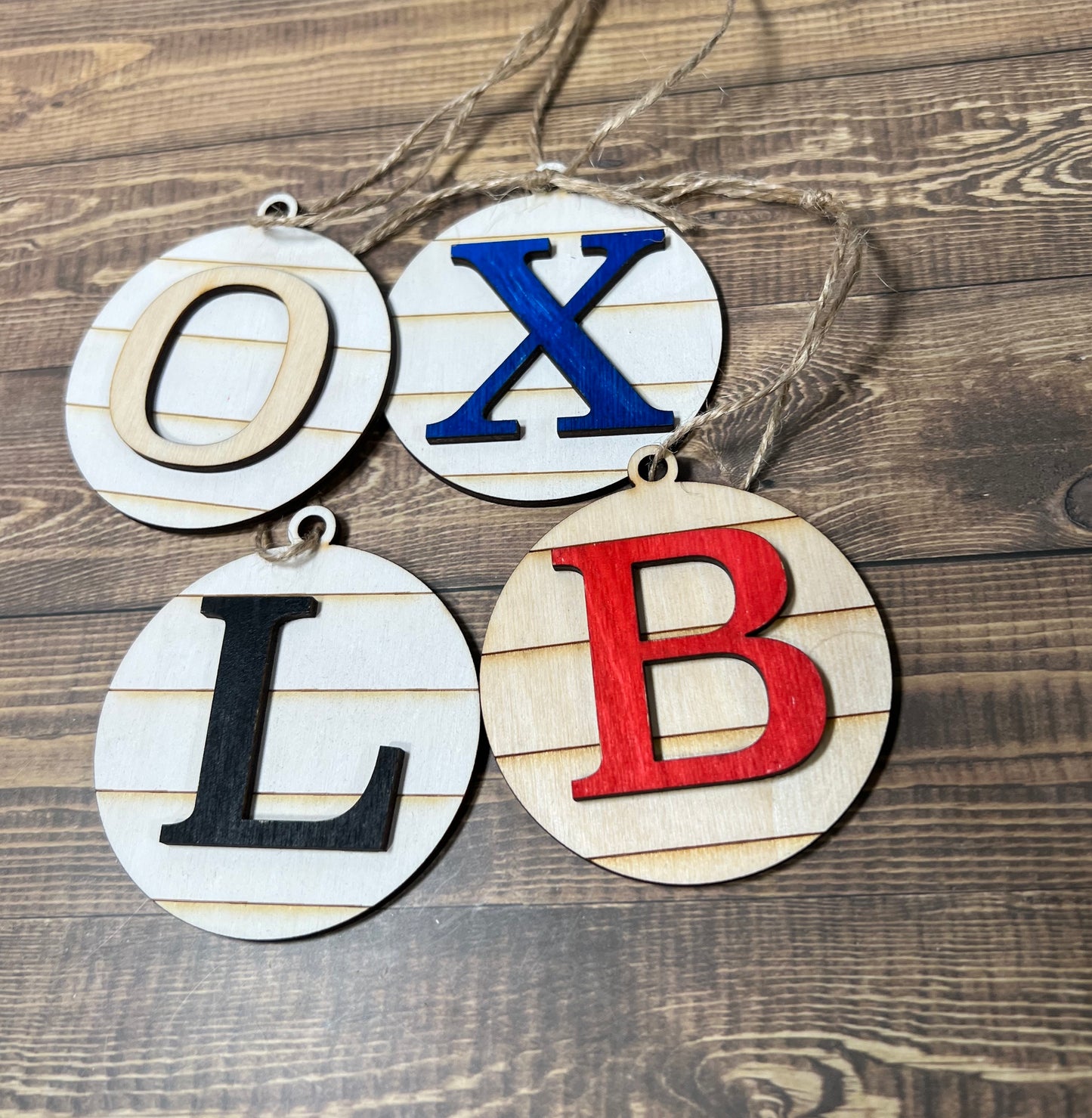 Monogram Ornament, Initial Ornament, Wooden Ornament, Engraved Ornament, Laser Engraved Wood Ornament