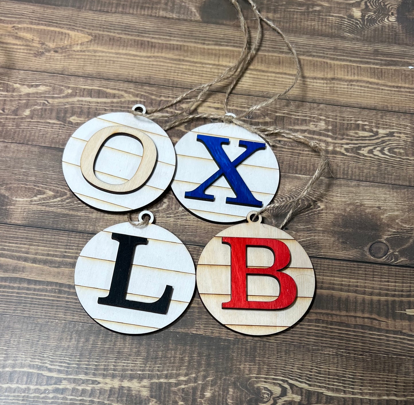 Monogram Ornament, Initial Ornament, Wooden Ornament, Engraved Ornament, Laser Engraved Wood Ornament