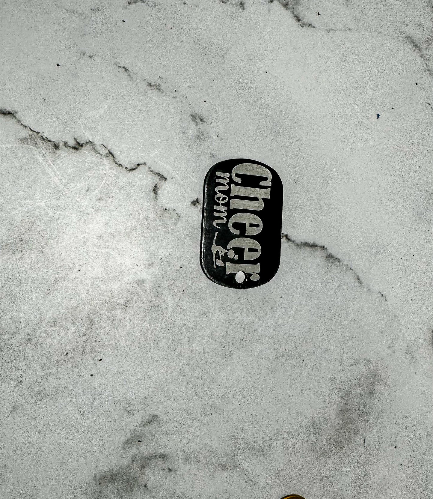 Cheer Mom Keychain: Aluminum Dog Tag Keychain for Proud Supporters