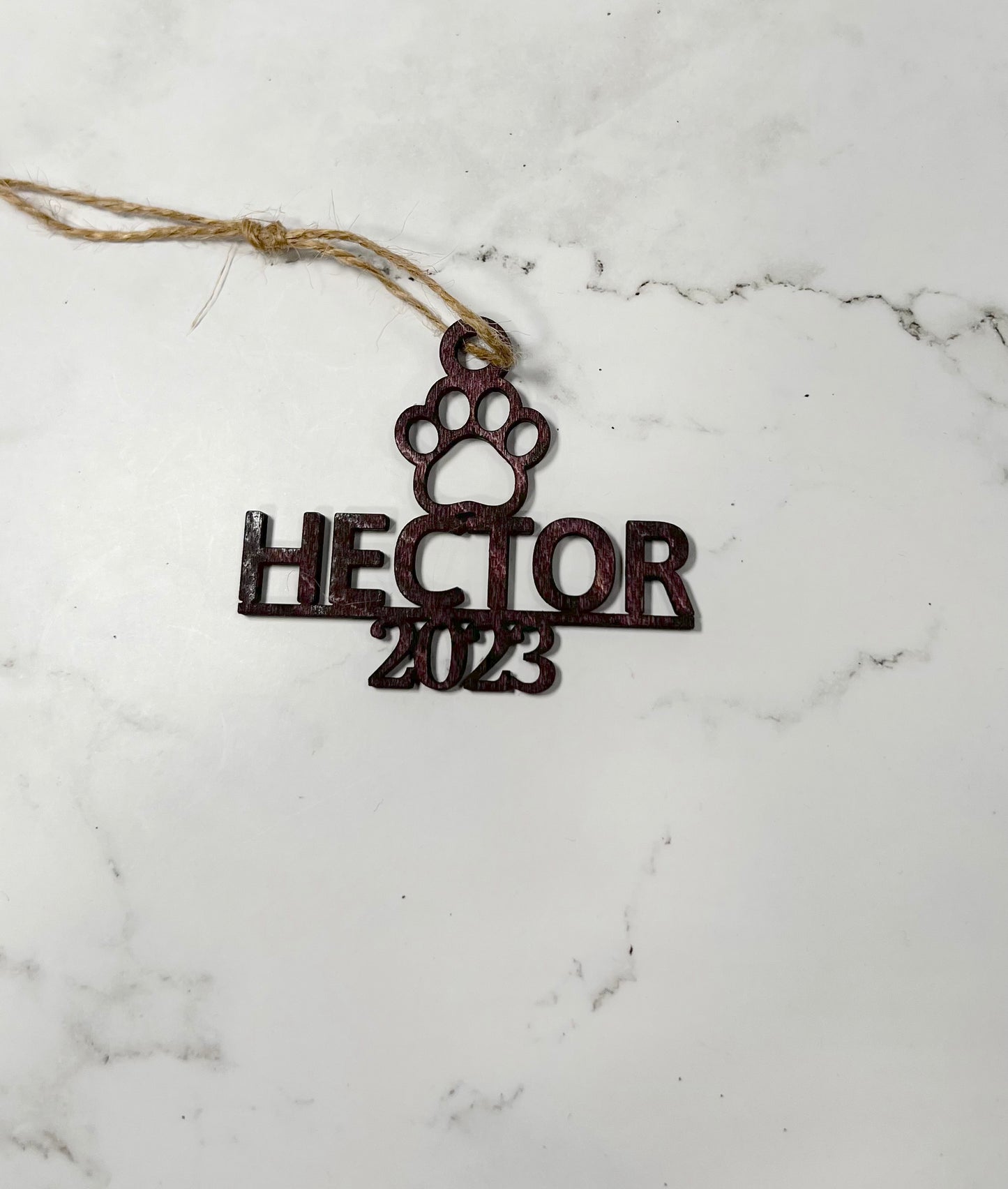 Personalized Family Name Christmas Ornament with Tree Design and Multiple Topper Options - Star, Angel, Snowflake or Pet Paw