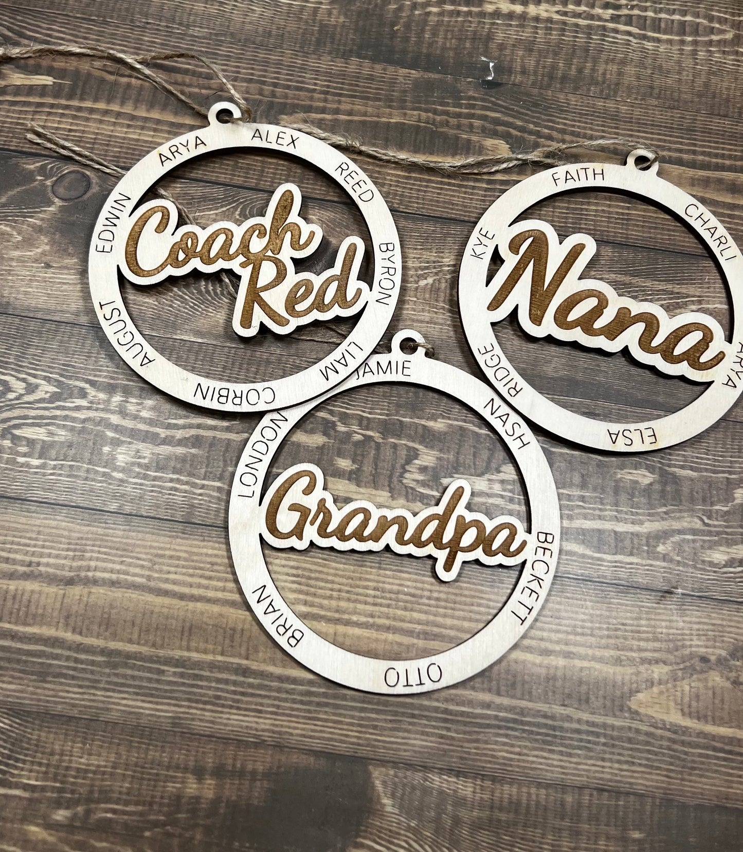 Personalized Circular Name Ornament - Customizable Family and Team Keepsake