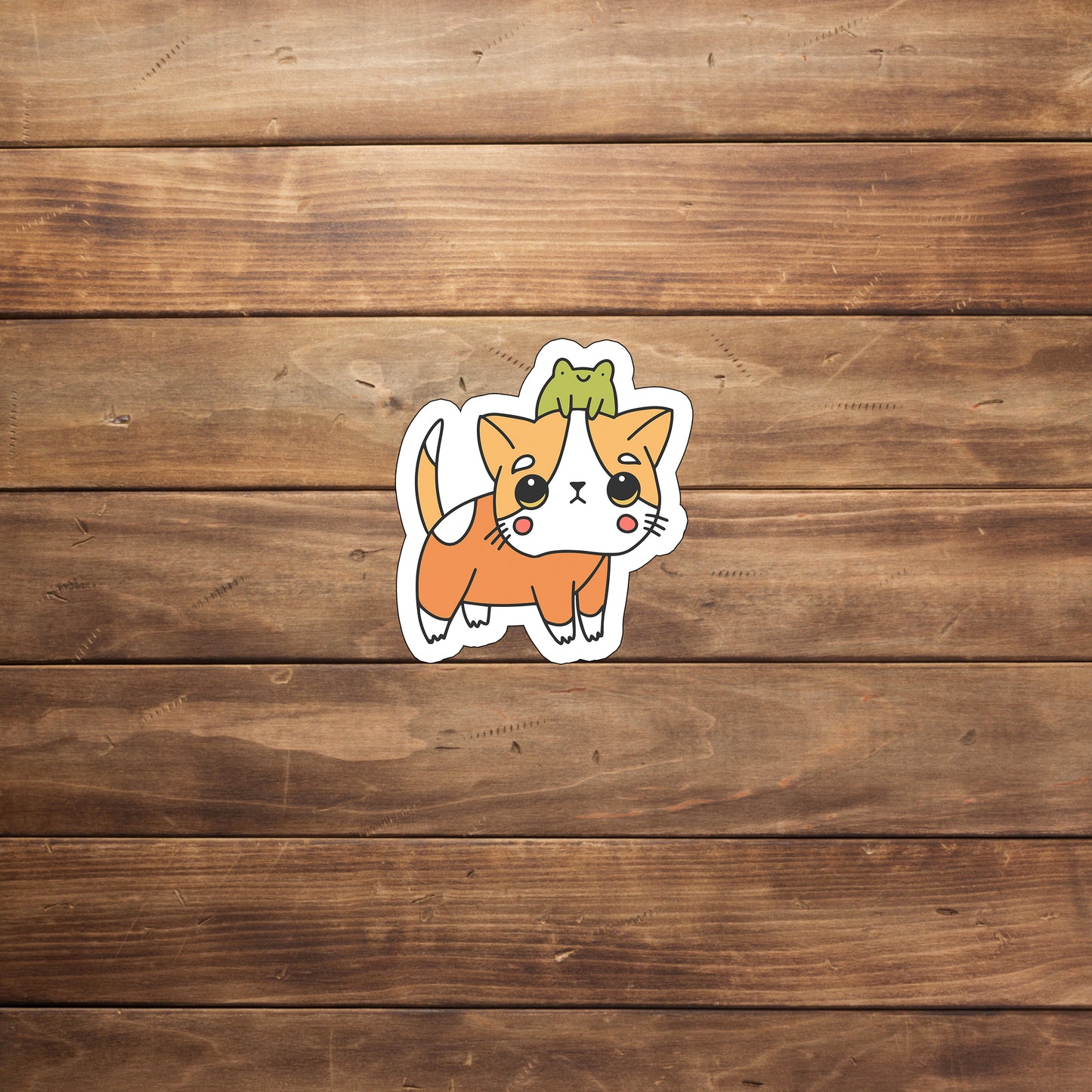 Kawaii Cats cat and frog Stickers