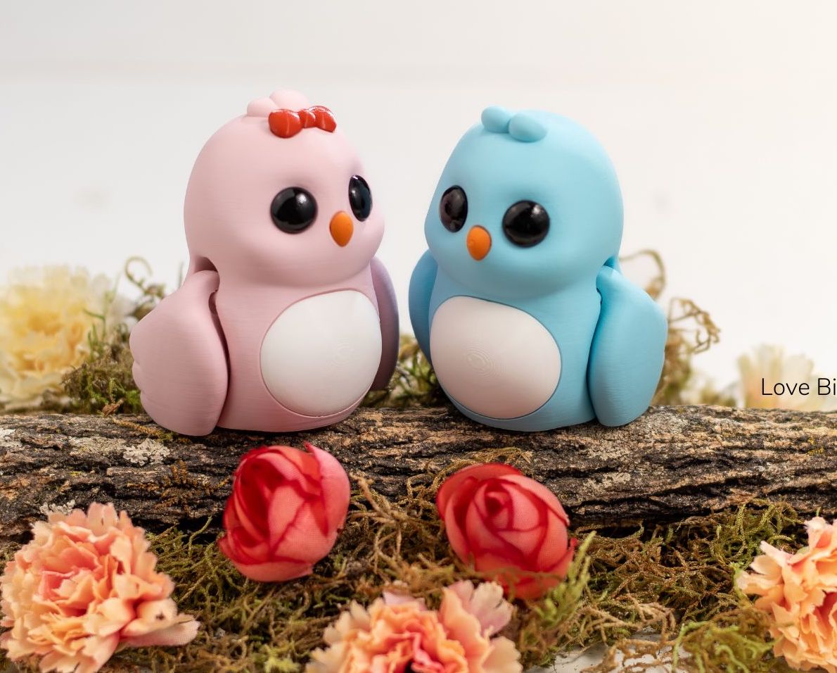 Articulated Love Birds, Fidget Figurine , Desktop Figurine