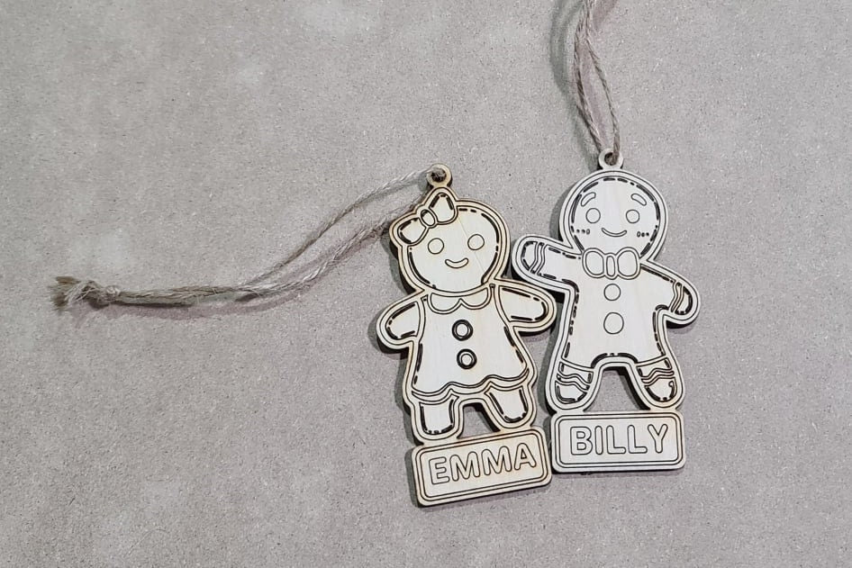 Christmas Keepsake: Laser Engraved Gingerbread Ornament - Personalize Your Gingerbread Girl or Boy - 3.5 High