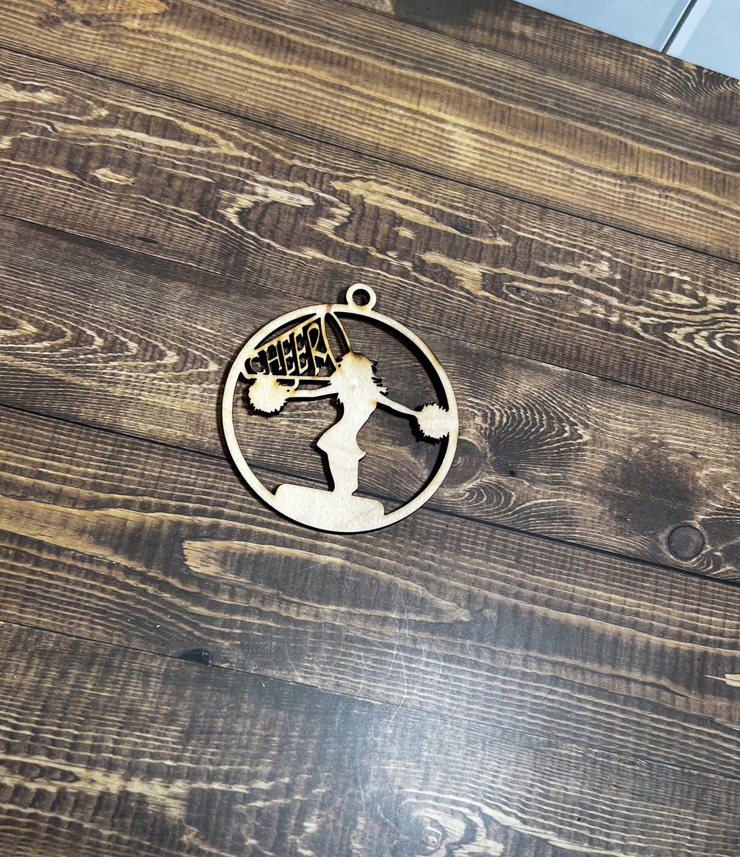 Cheerleading Ornament, Wooden Sports Ornament, Sports Ornament, Engraved Ornament, Laser Engraved Wood Ornament
