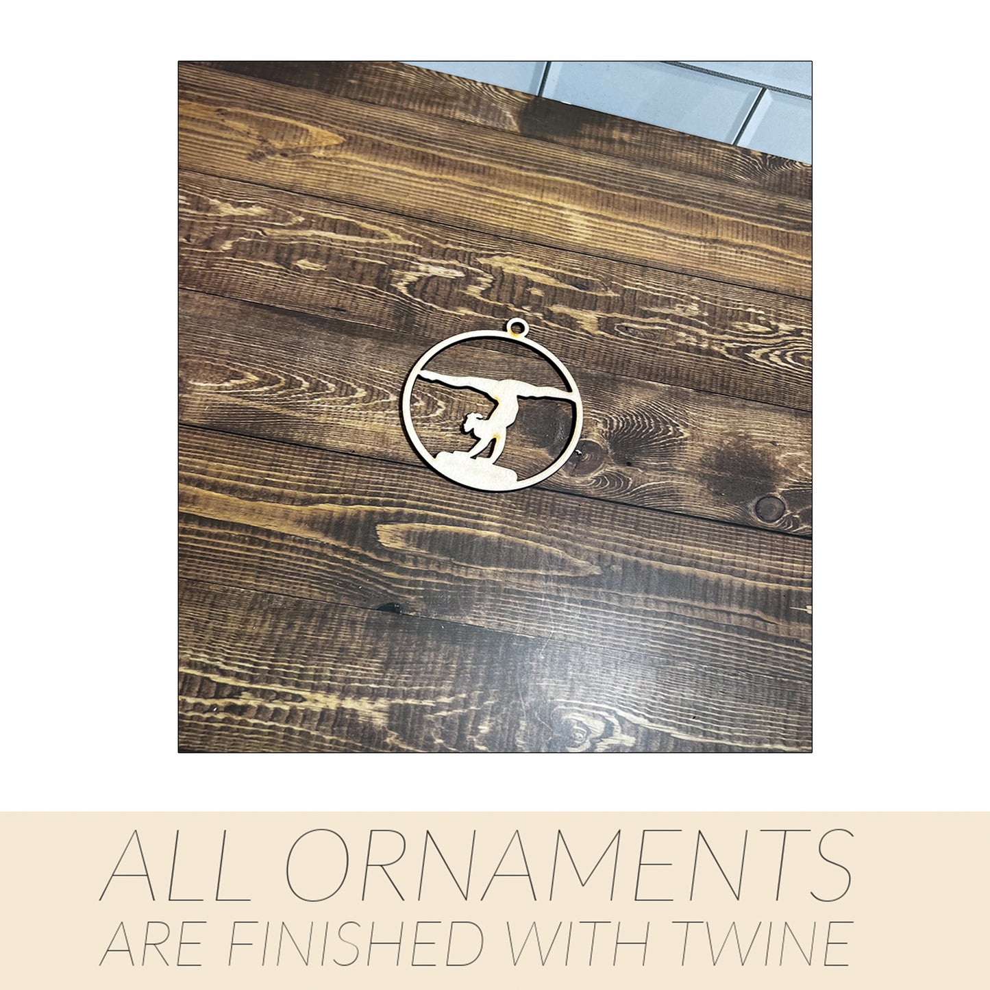 Gymnastic Ornament, Wooden Sports Ornament, Sports Ornament, Engraved Ornament, Laser Engraved Wood Ornament