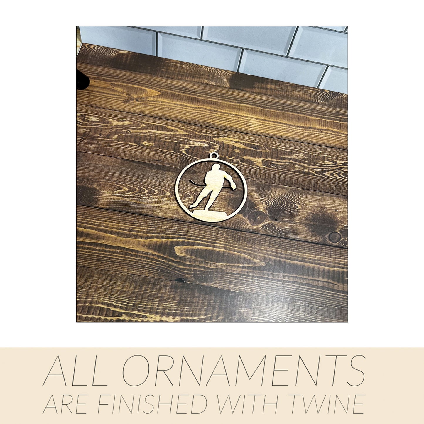 Hockey Ornament, Wooden Sports Ornament, Sports Ornament, Engraved Ornament, Laser Engraved Wood Ornament