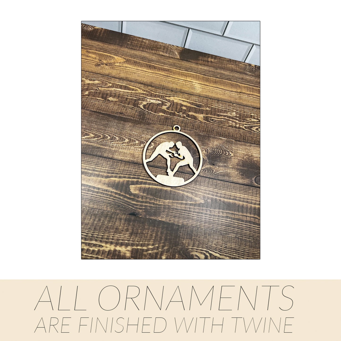 Wrestling Ornament, Wooden Sports Ornament, Sports Ornament, Engraved Ornament, Laser Engraved Wood Ornament