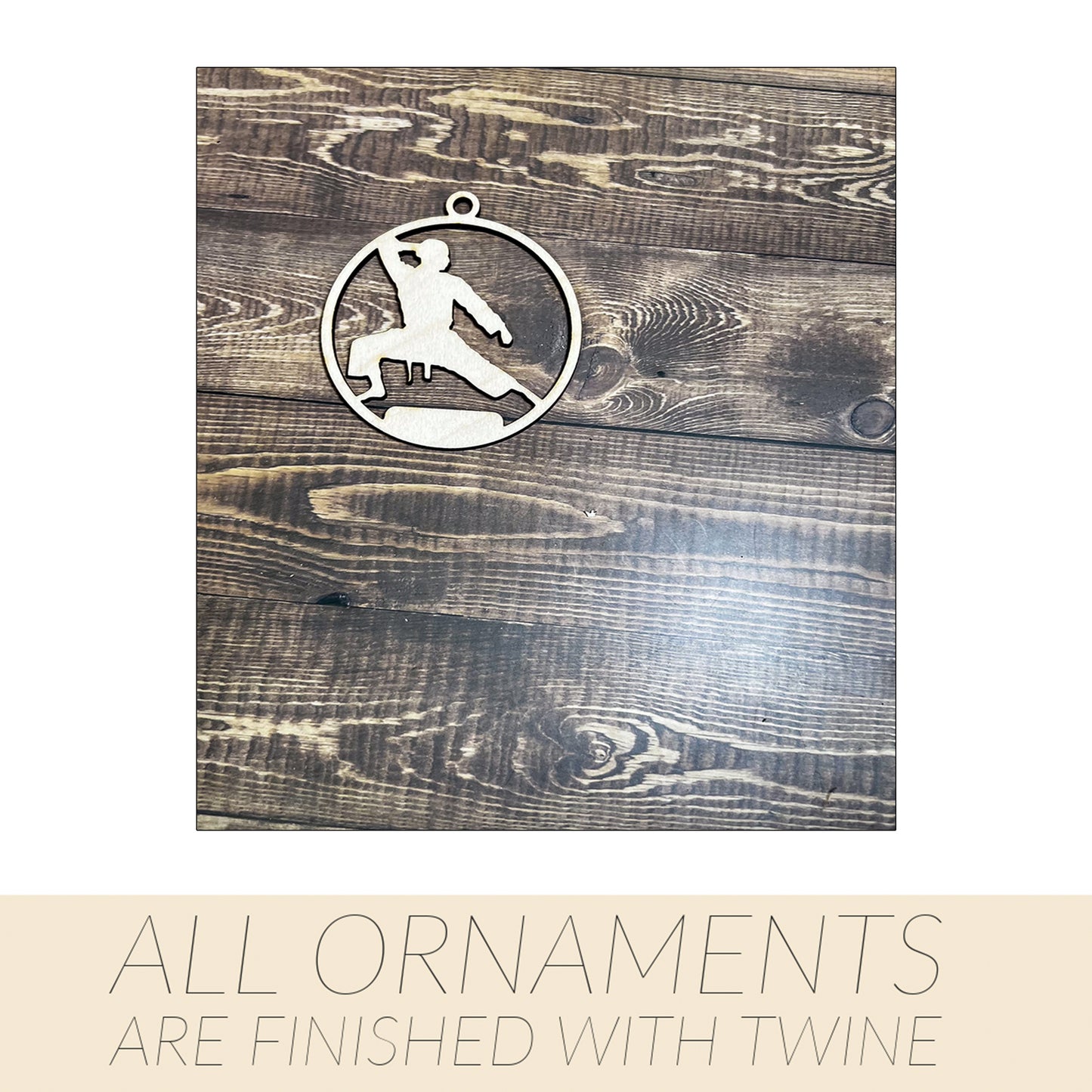 Karate Ornament, Wooden Sports Ornament, Sports Ornament, Engraved Ornament, Laser Engraved Wood Ornament