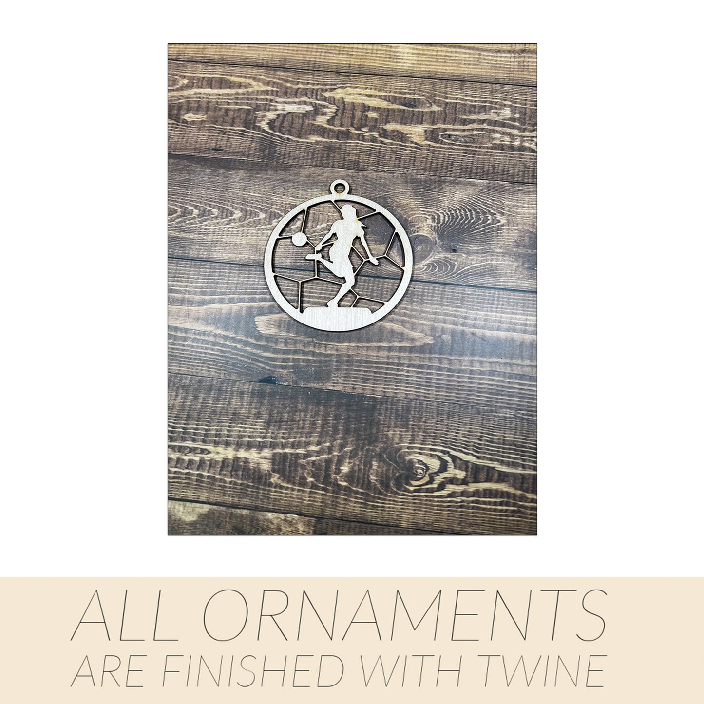 Soccer Ornament, Wooden Sports Ornament, Sports Ornament, Engraved Ornament, Laser Engraved Wood Ornament
