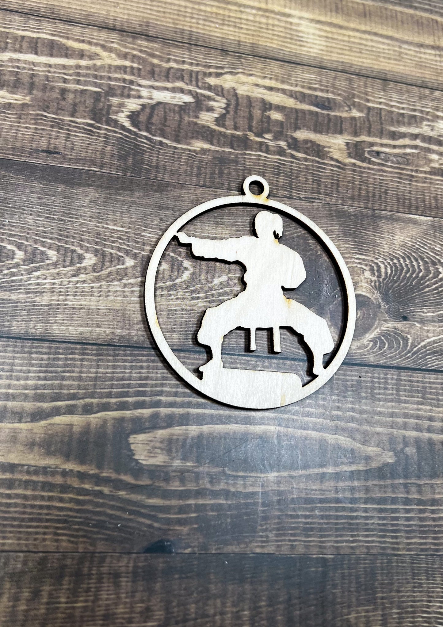 Karate Wooden Sports Ornament, Sports Ornament, Engraved Ornament, Laser Engraved Wood Ornament