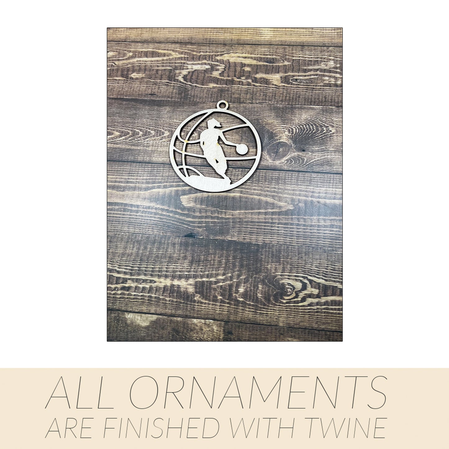 Basketball Ornament, Wooden Sports Ornament, Sports Ornament, Engraved Ornament, Laser Engraved Wood Ornament