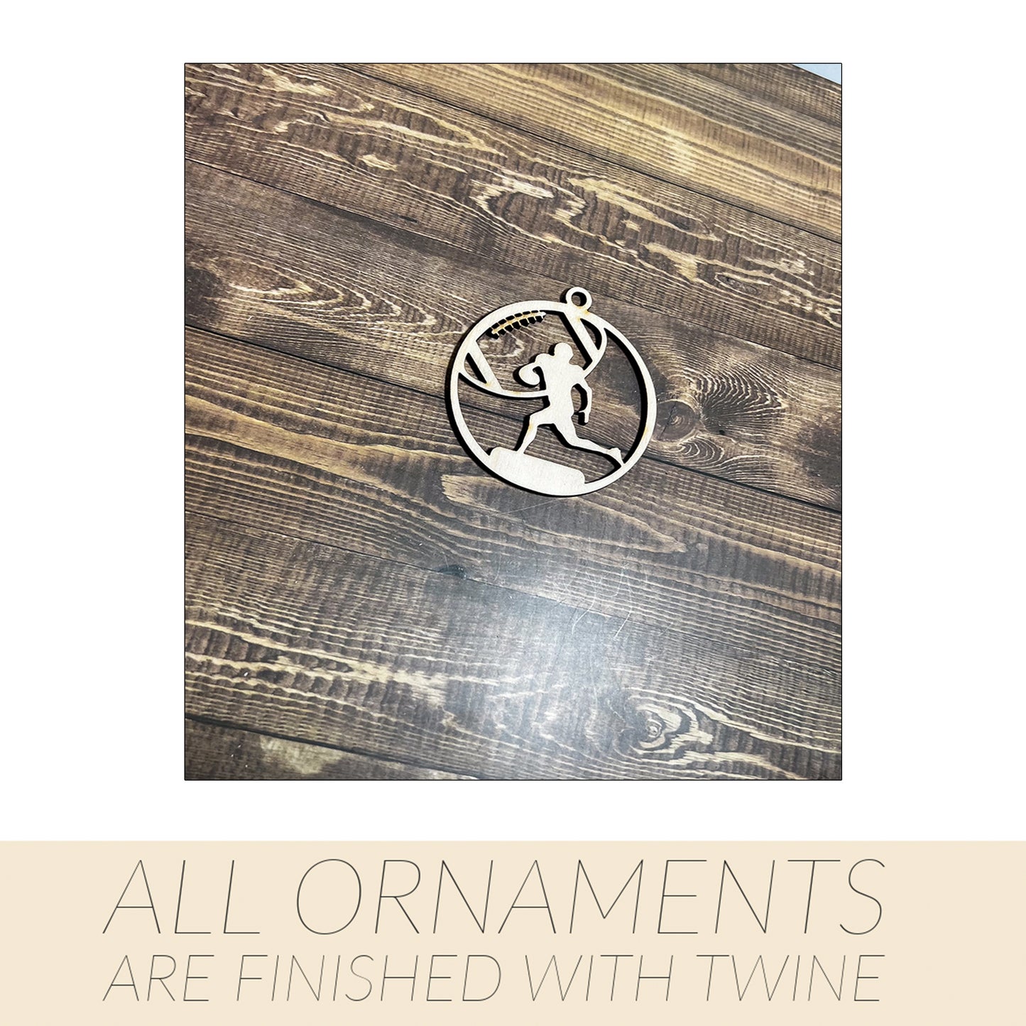Football Ornament, Wooden Sports Ornament, Sports Ornament, Engraved Ornament, Laser Engraved Wood Ornament