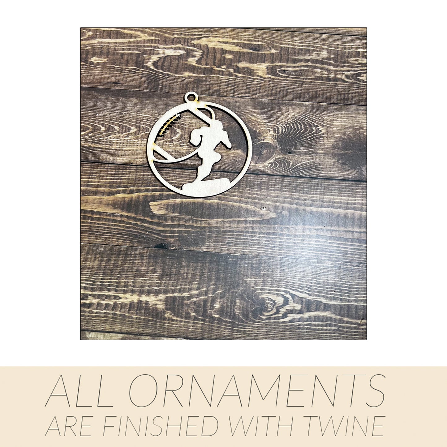 Football Ornament, Wooden Sports Ornament, Sports Ornament, Engraved Ornament, Laser Engraved Wood Ornament