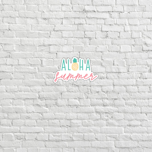 a white brick wall with the words aloha summer on it