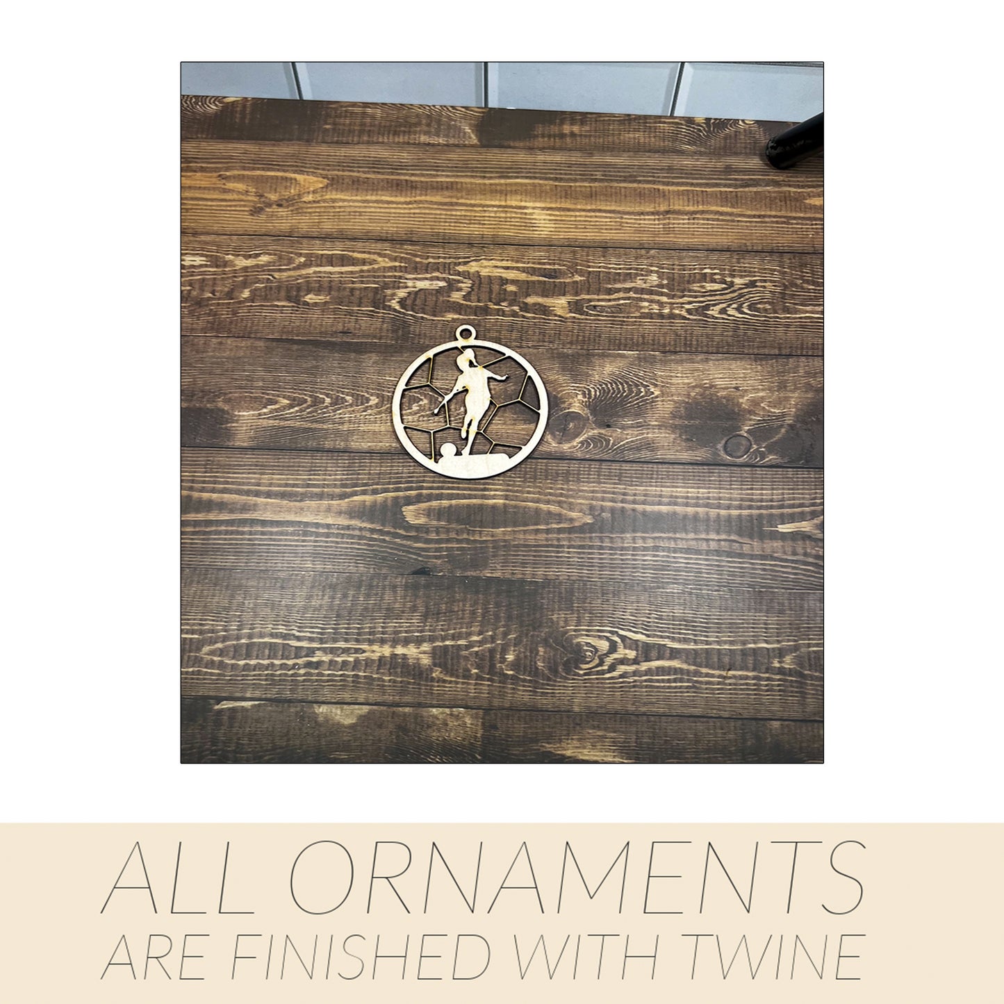 Soccer Ornament, Wooden Sports Ornament, Sports Ornament, Engraved Ornament, Laser Engraved Wood Ornament