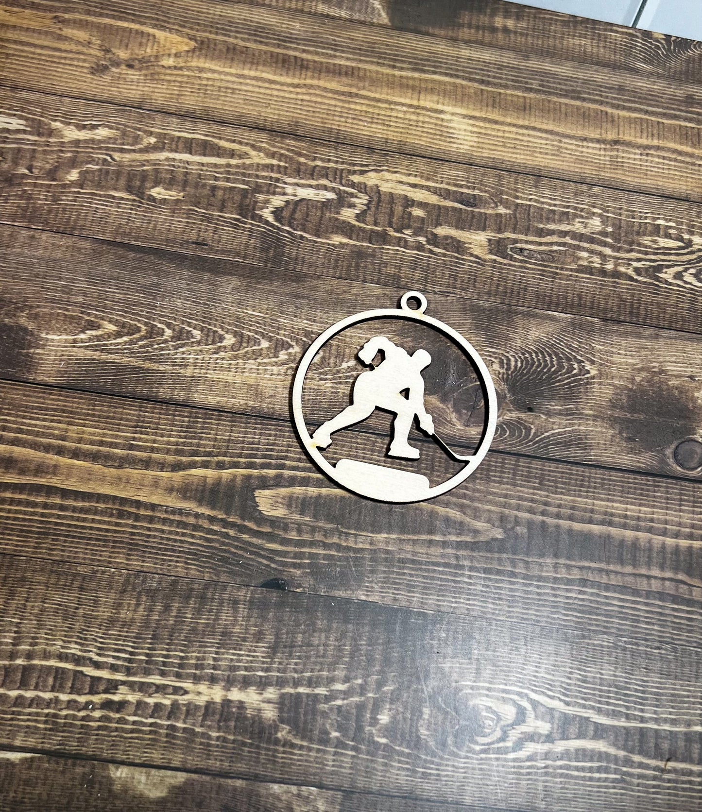 Hockey Ornament, Wooden Sports Ornament, Sports Ornament, Engraved Ornament, Laser Engraved Wood Ornament