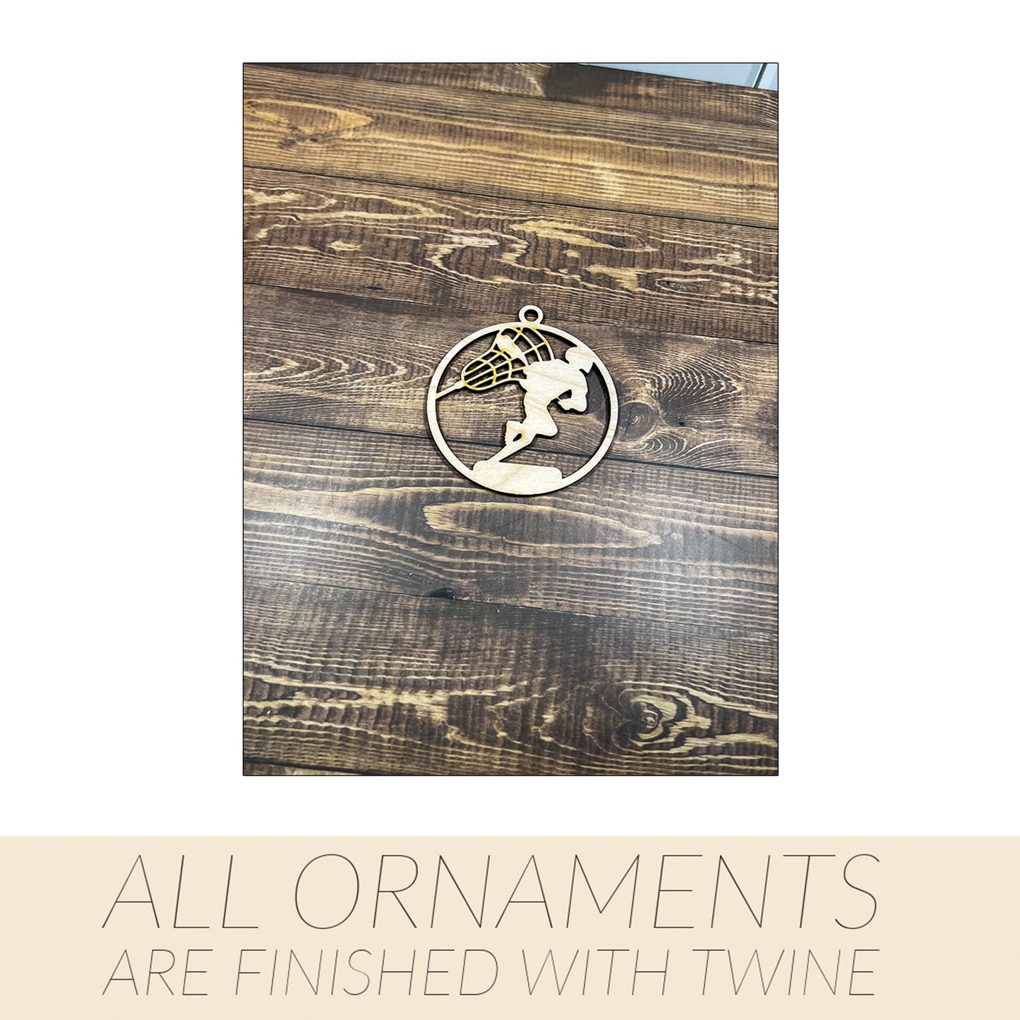 Lacrosse Ornament, Wooden Sports Ornament, Sports Ornament, Engraved Ornament, Laser Engraved Wood Ornament