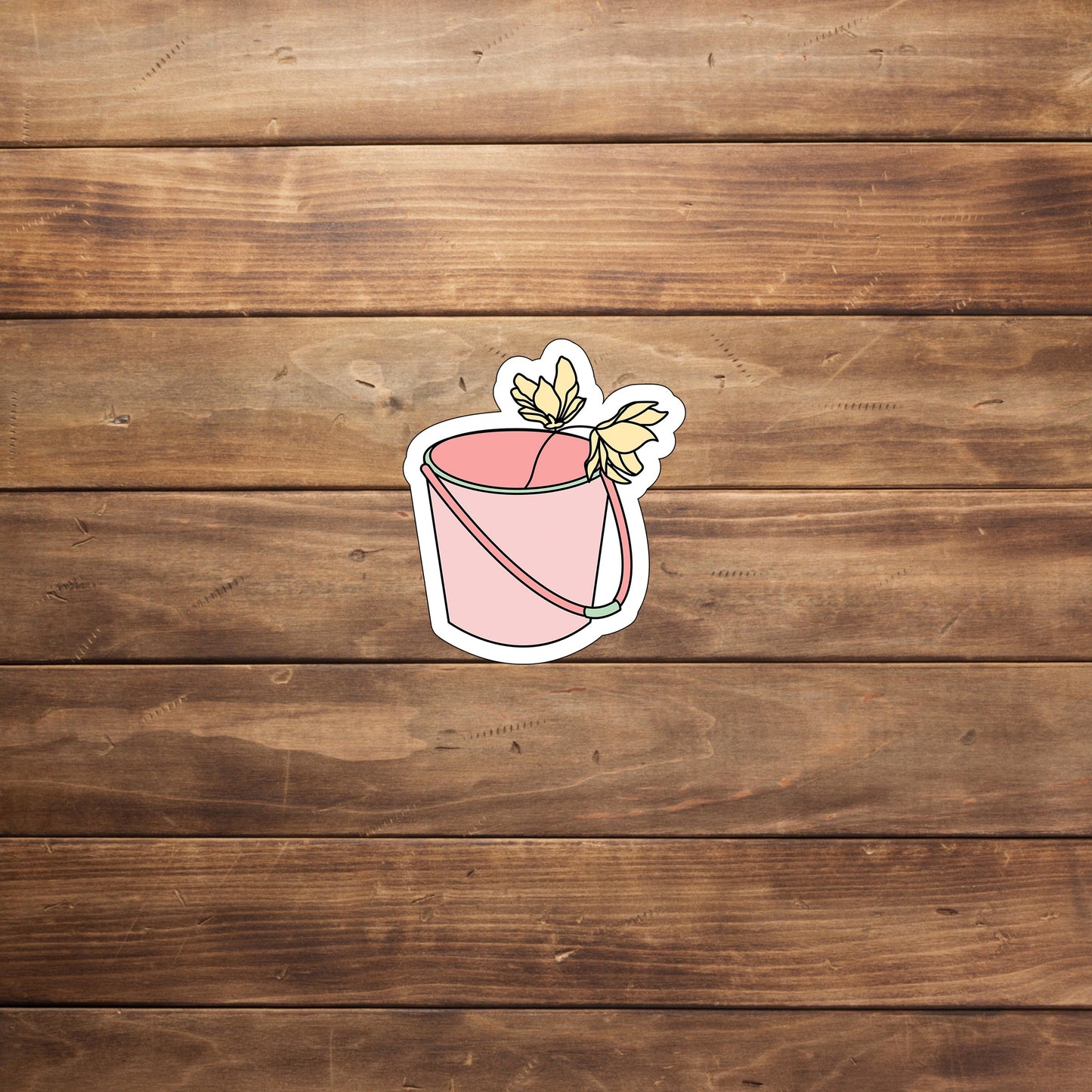 Flower Bucket Sticker , Vinyl sticker , laptop sticker ,