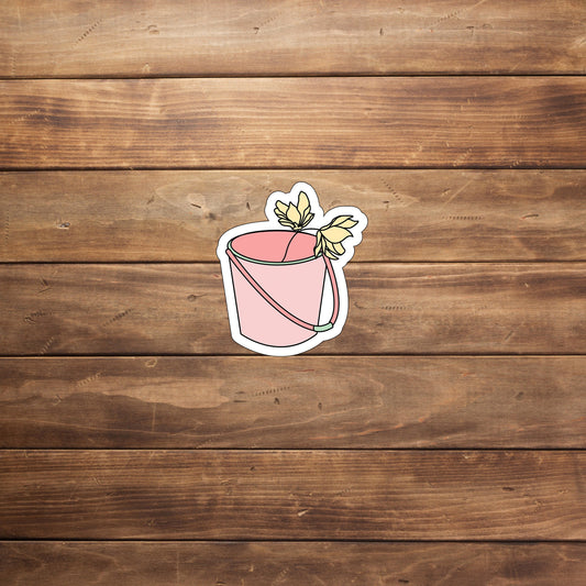 Flower Bucket Sticker , Vinyl sticker , laptop sticker ,