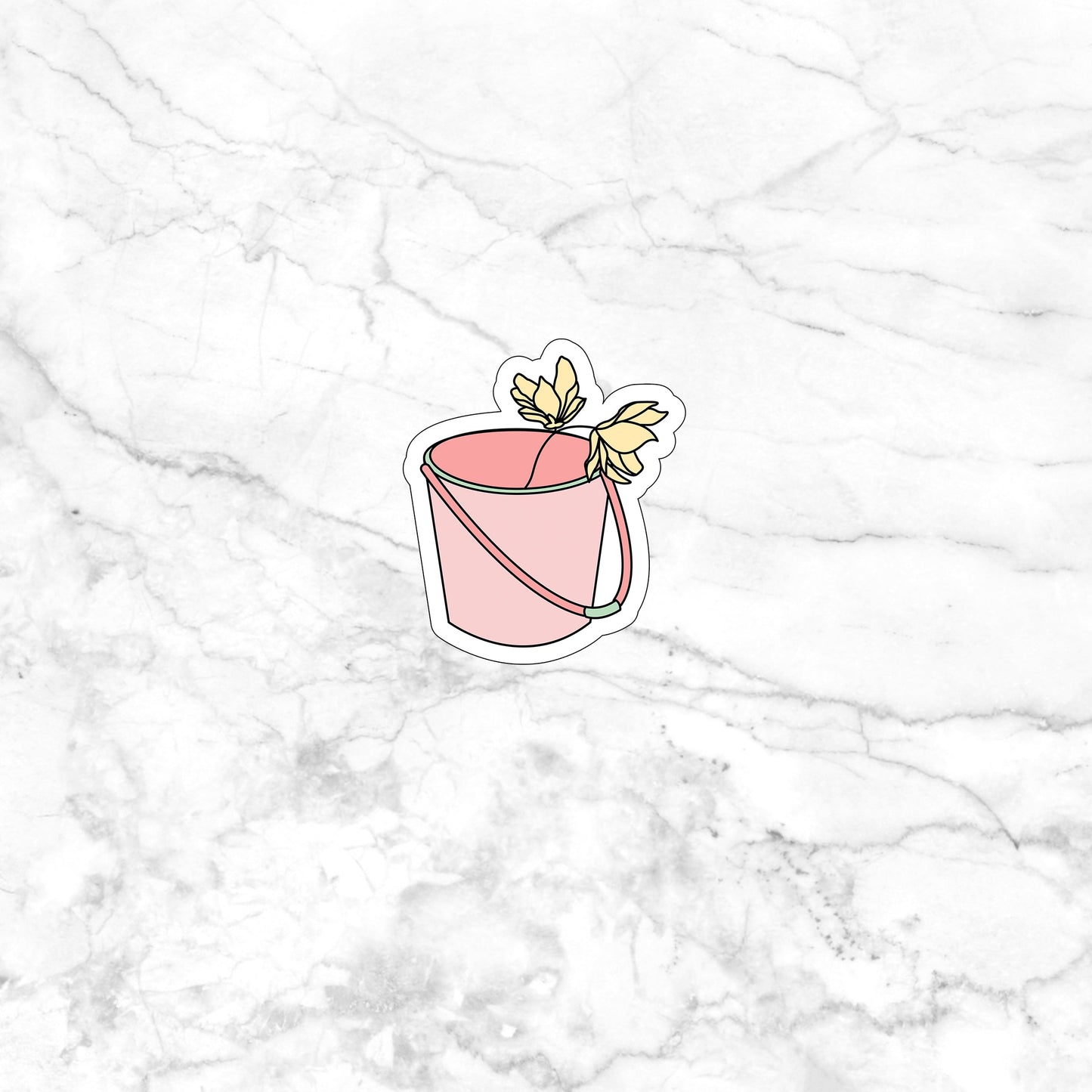 Flower Bucket Sticker , Vinyl sticker , laptop sticker ,