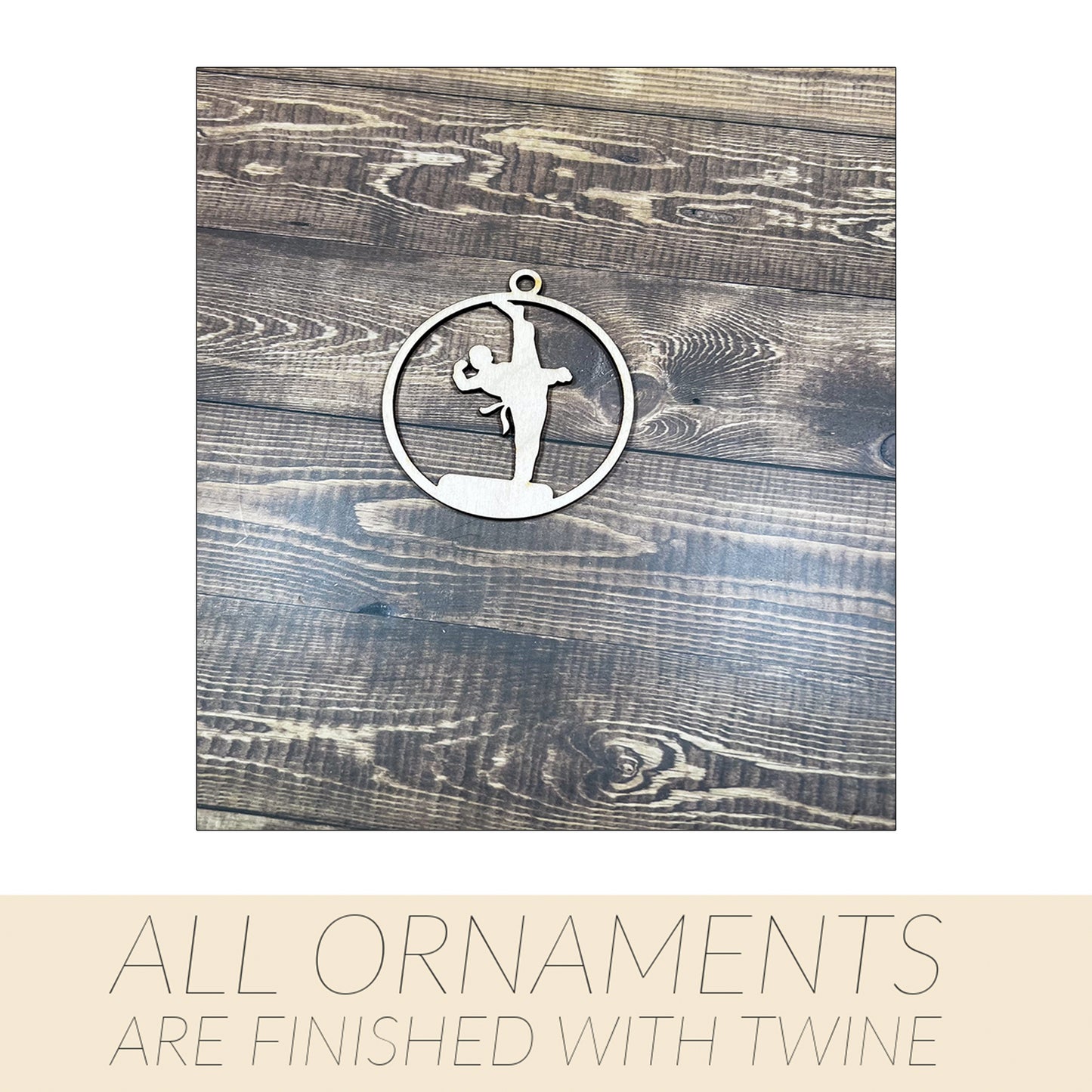Karate Wooden Sports Ornament, Sports Ornament, Engraved Ornament, Laser Engraved Wood Ornament