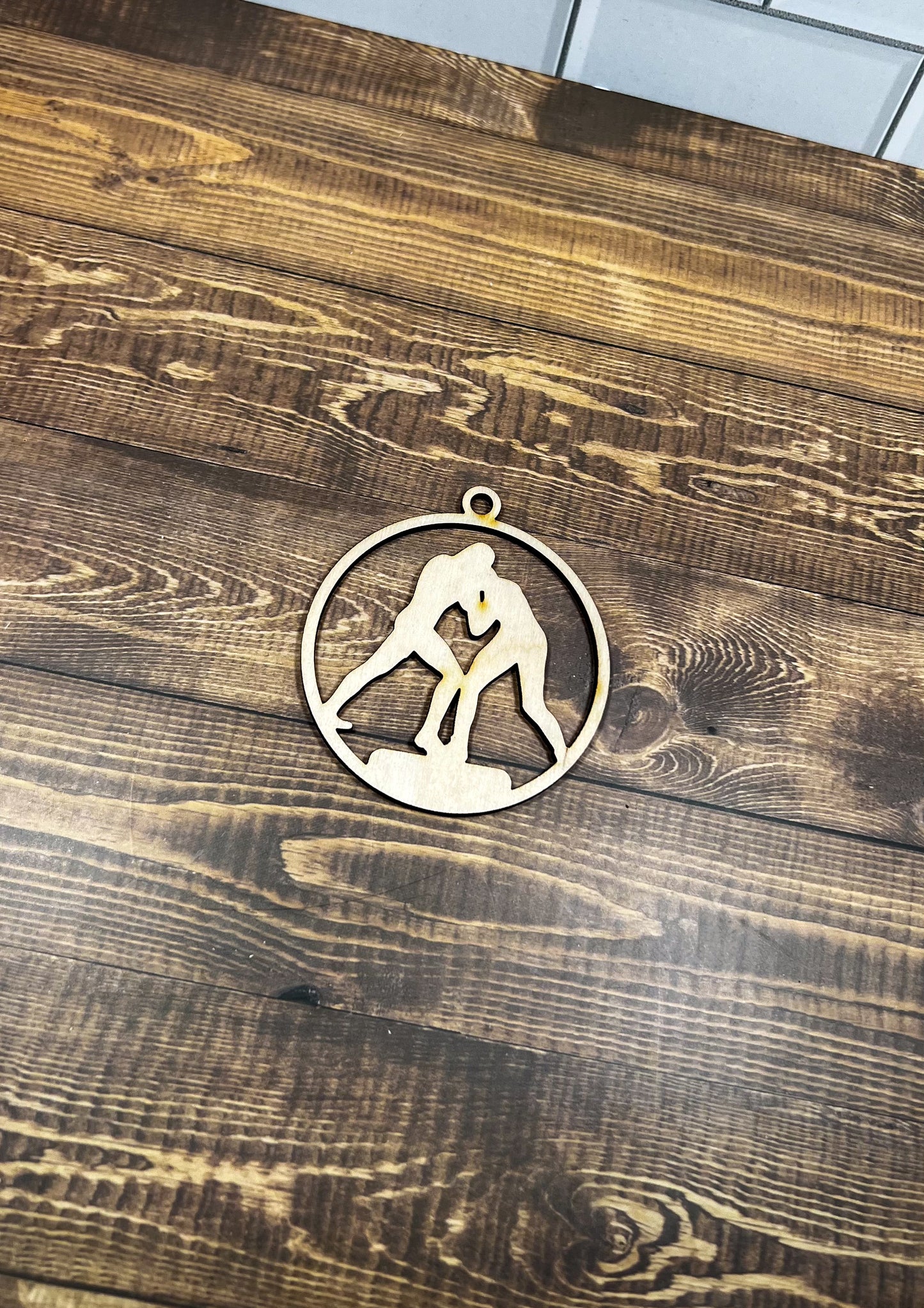 Wrestling Ornament, Wooden Sports Ornament, Sports Ornament, Engraved Ornament, Laser Engraved Wood Ornament
