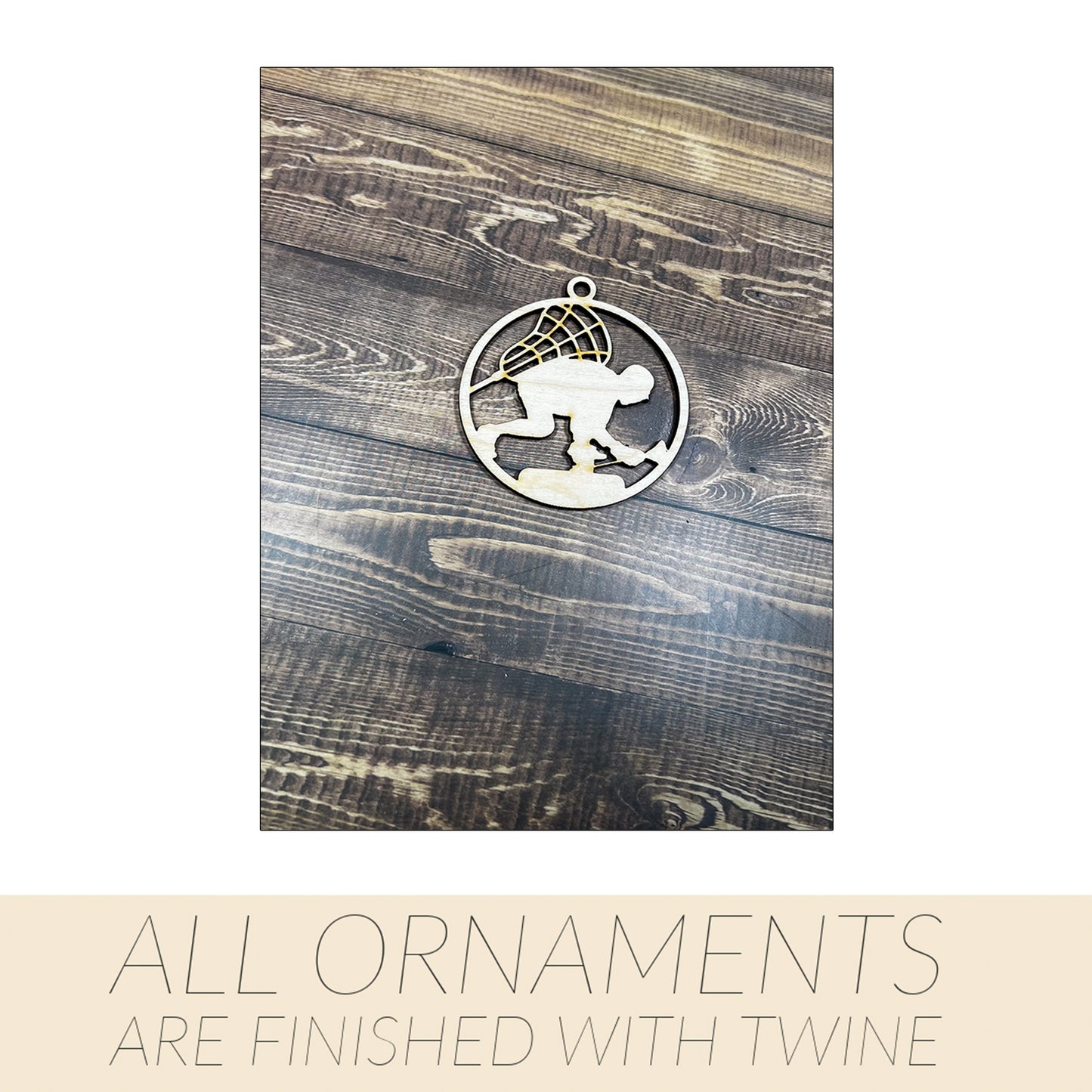 Lacrosse Ornament, Wooden Sports Ornament, Sports Ornament, Engraved Ornament, Laser Engraved Wood Ornament