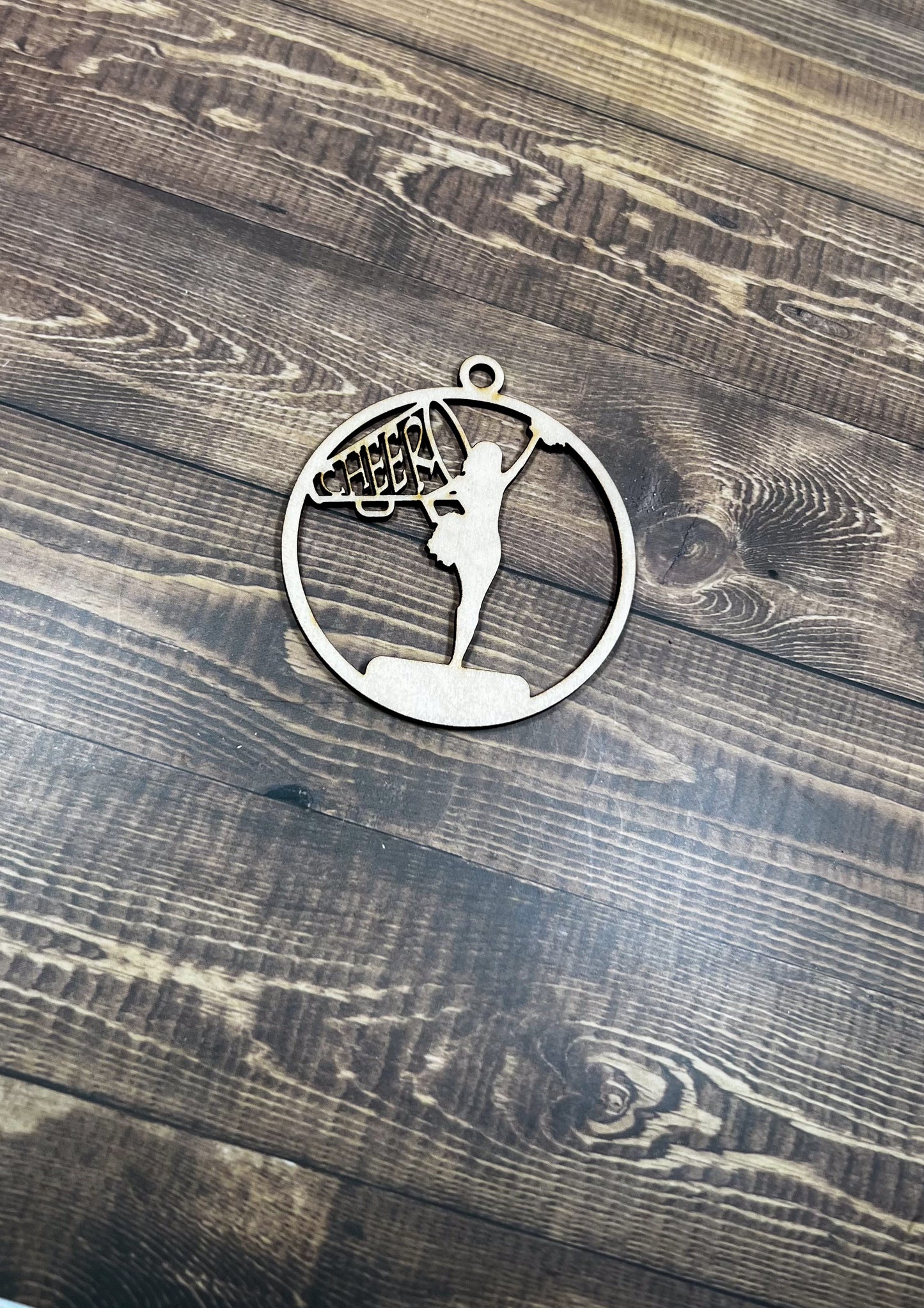 Cheer Ornament, Wooden Sports Ornament, Sports Ornament, Engraved Ornament, Laser Engraved Wood Ornament