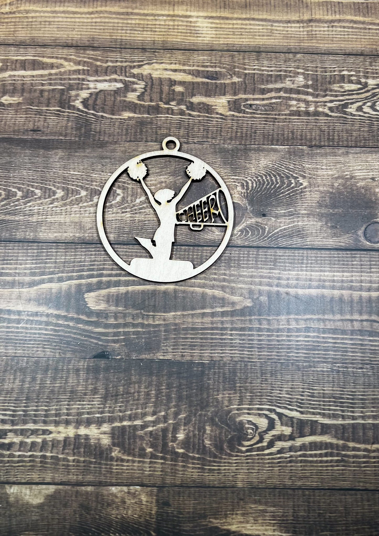 Cheerleading Ornament, Wooden Sports Ornament, Sports Ornament, Engraved Ornament, Laser Engraved Wood Ornament