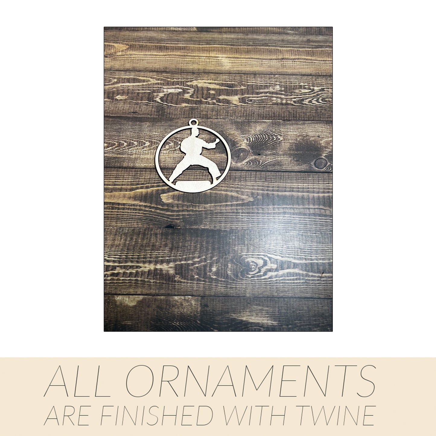 Karate Ornament, Wooden Sports Ornament, Sports Ornament, Engraved Ornament, Laser Engraved Wood Ornament