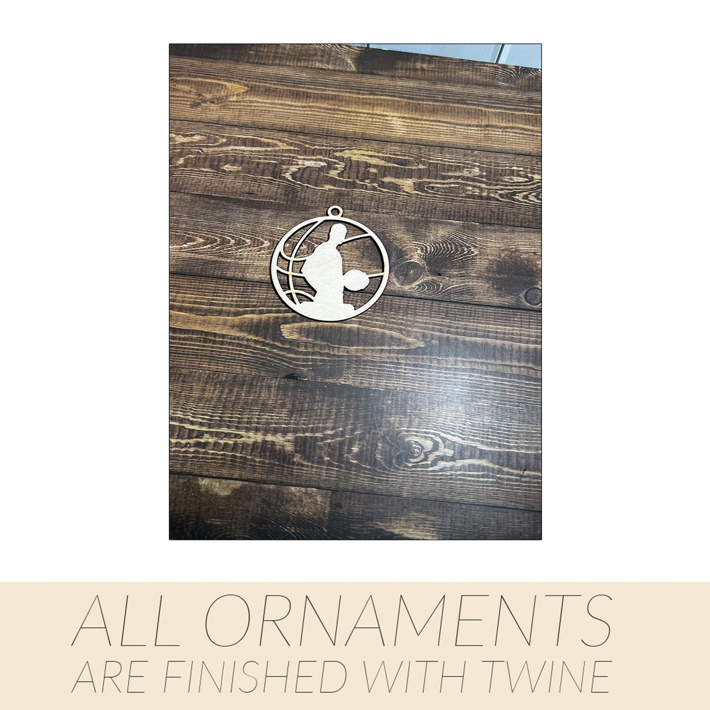 Basketball Ornament, Wooden Sports Ornament, Sports Ornament, Engraved Ornament, Laser Engraved Wood Ornament