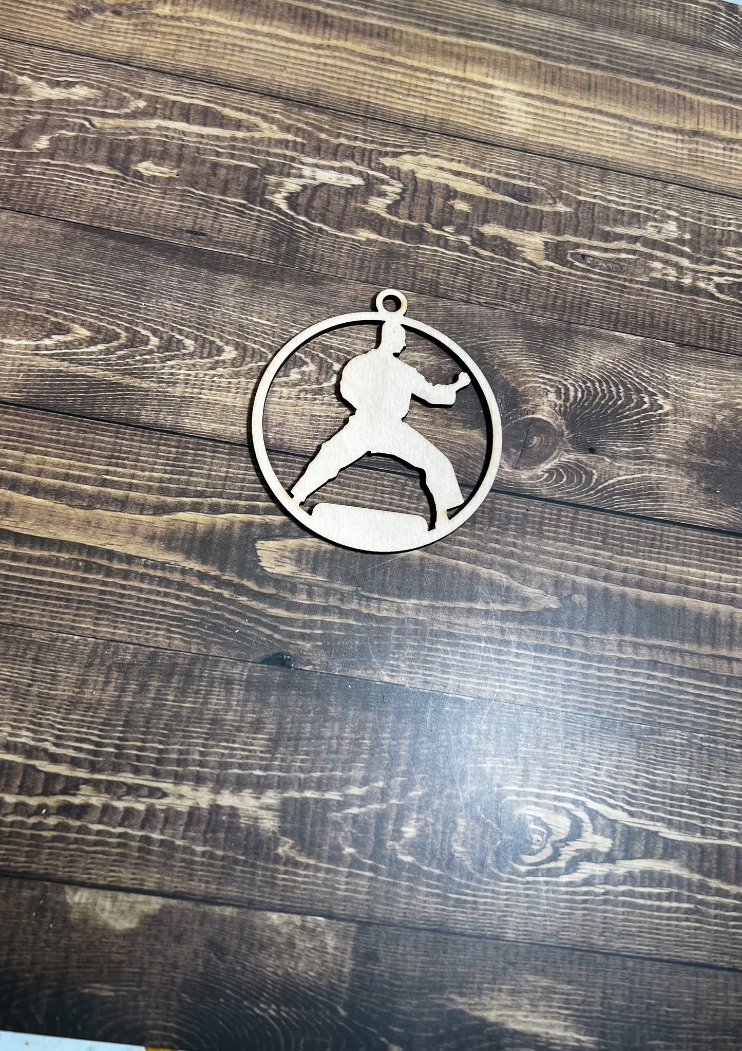 Karate Ornament, Wooden Sports Ornament, Sports Ornament, Engraved Ornament, Laser Engraved Wood Ornament