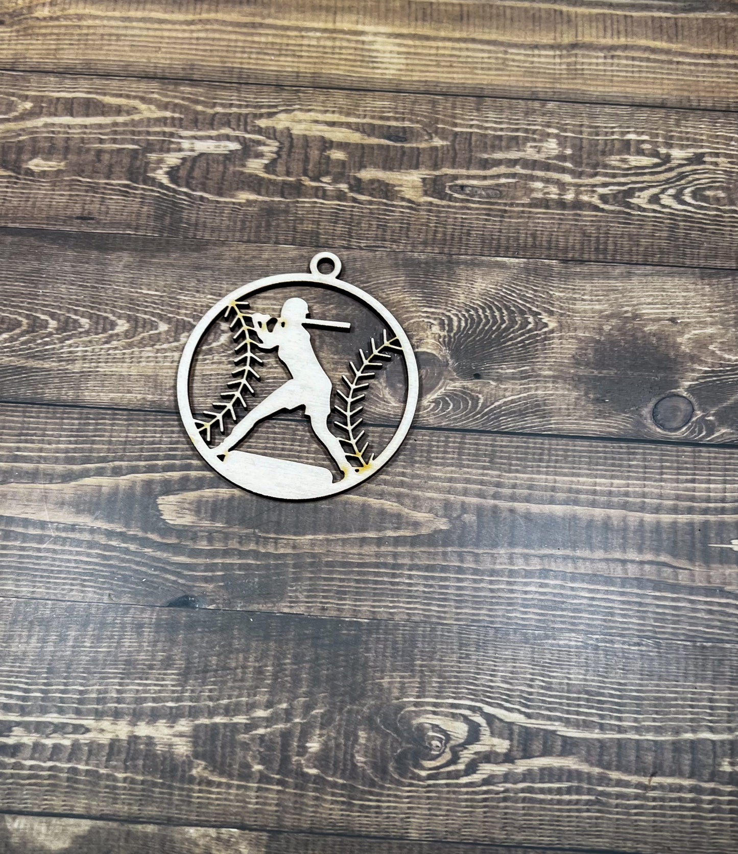 Baseball Wooden Sports Ornament, Sports Ornament, Engraved Ornament, Laser Engraved Wood Ornament