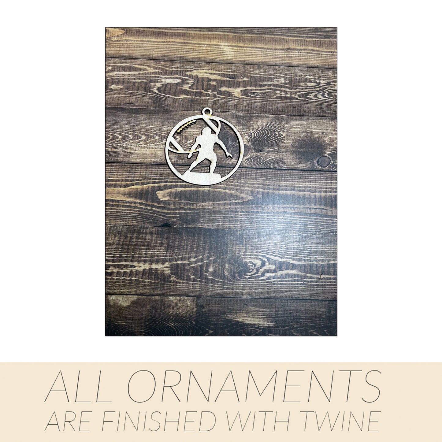 Football Ornament, Wooden Sports Ornament, Sports Ornament, Engraved Ornament, Laser Engraved Wood Ornament
