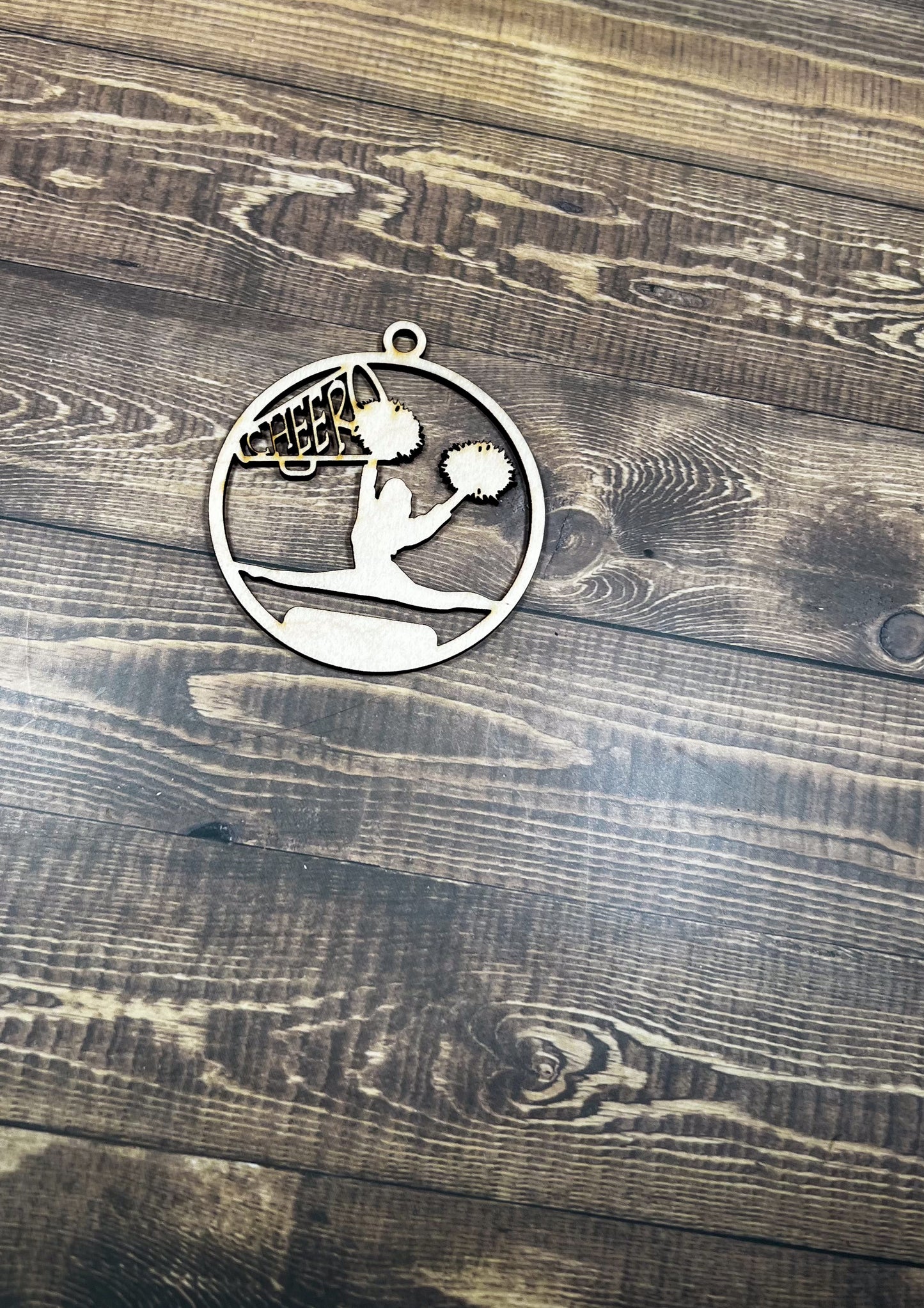 Cheer Wooden Sports Ornament, Sports Ornament, Engraved Ornament, Laser Engraved Wood Ornament
