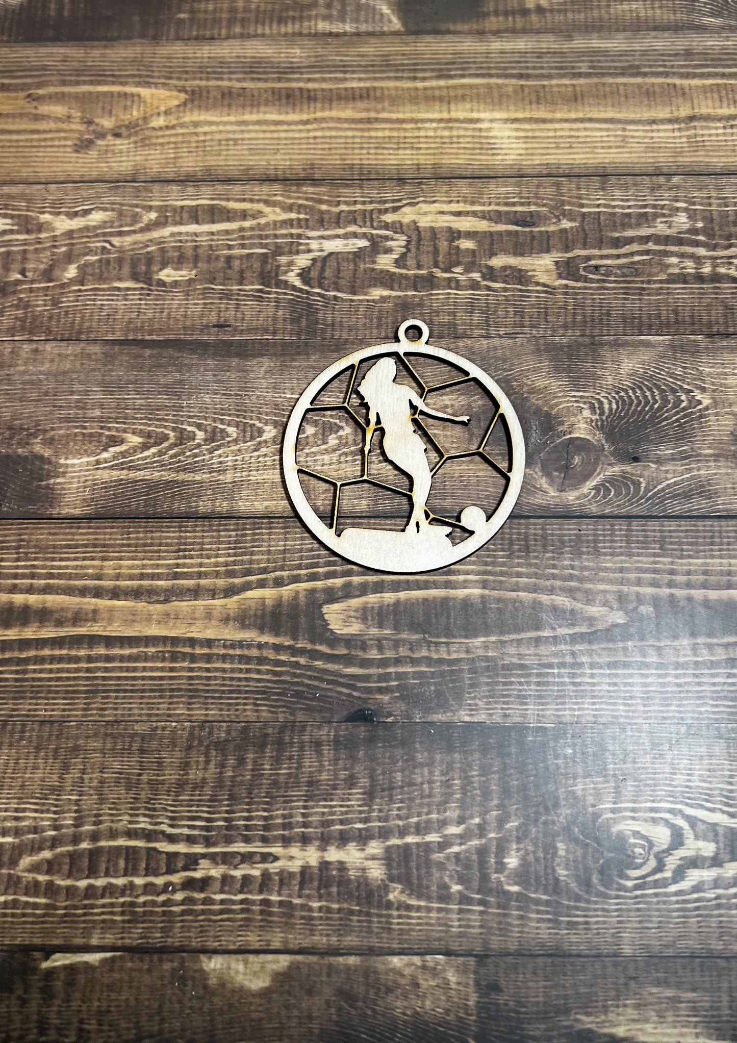 Soccer Ornament, Wooden Sports Ornament, Sports Ornament, Engraved Ornament, Laser Engraved Wood Ornament