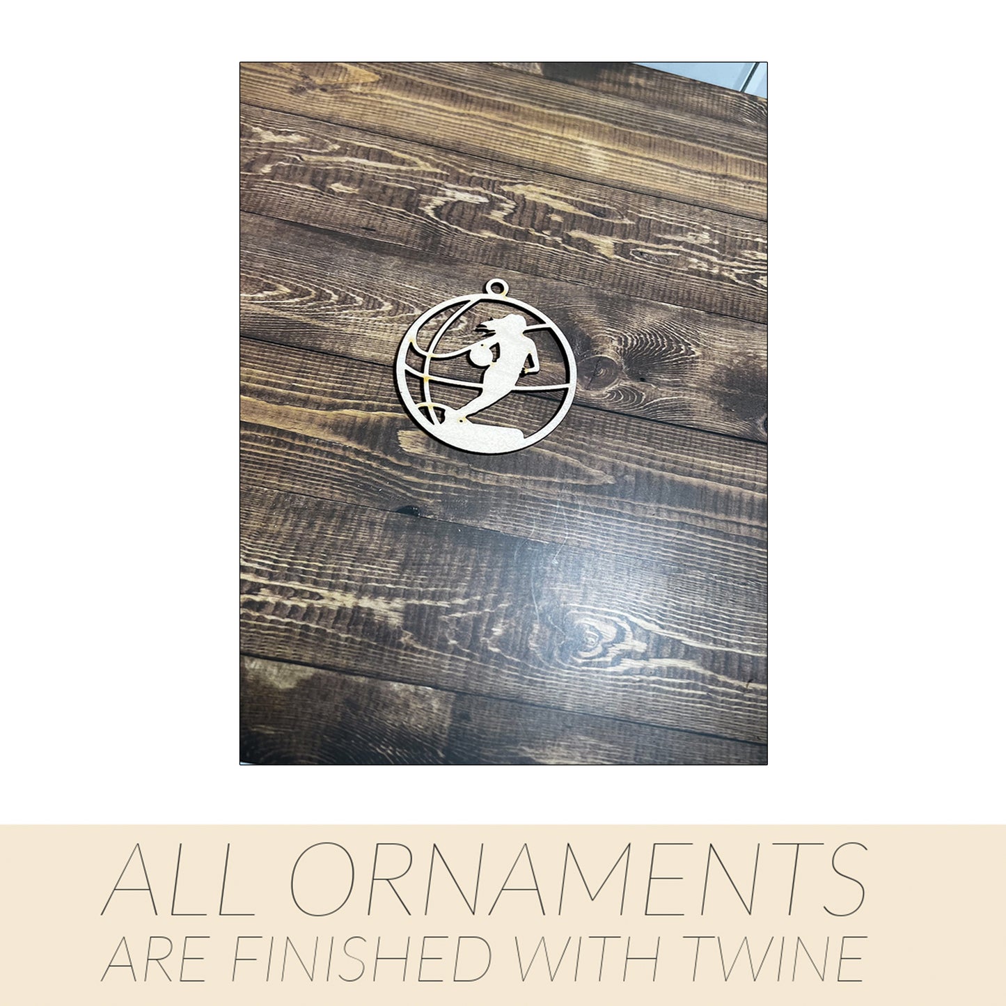 Basketball Wooden Sports Ornament, Sports Ornament, Engraved Ornament, Laser Engraved Wood Ornament