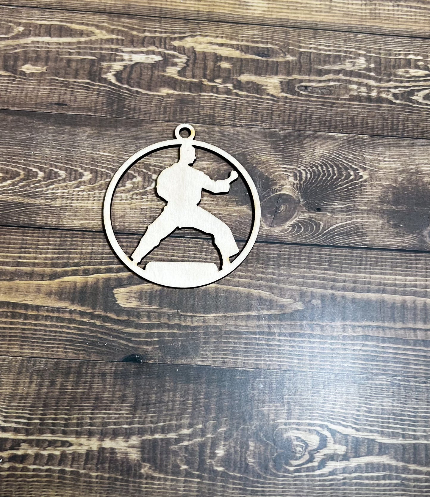 Karate Ornament, Wooden Sports Ornament, Sports Ornament, Engraved Ornament, Laser Engraved Wood Ornament