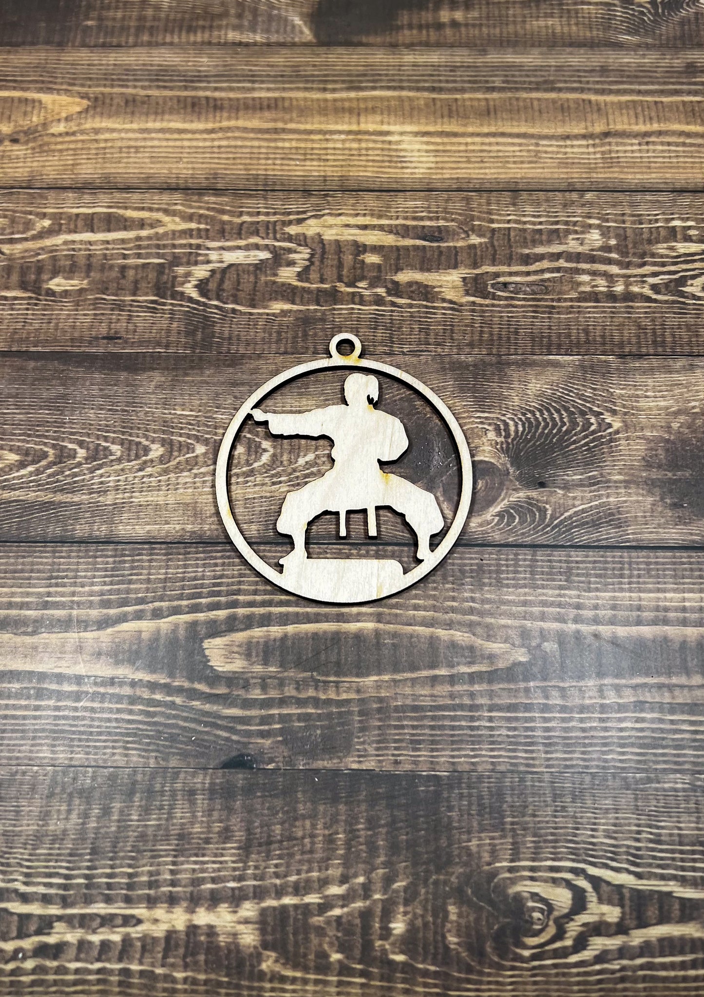 Karate Wooden Sports Ornament, Sports Ornament, Engraved Ornament, Laser Engraved Wood Ornament