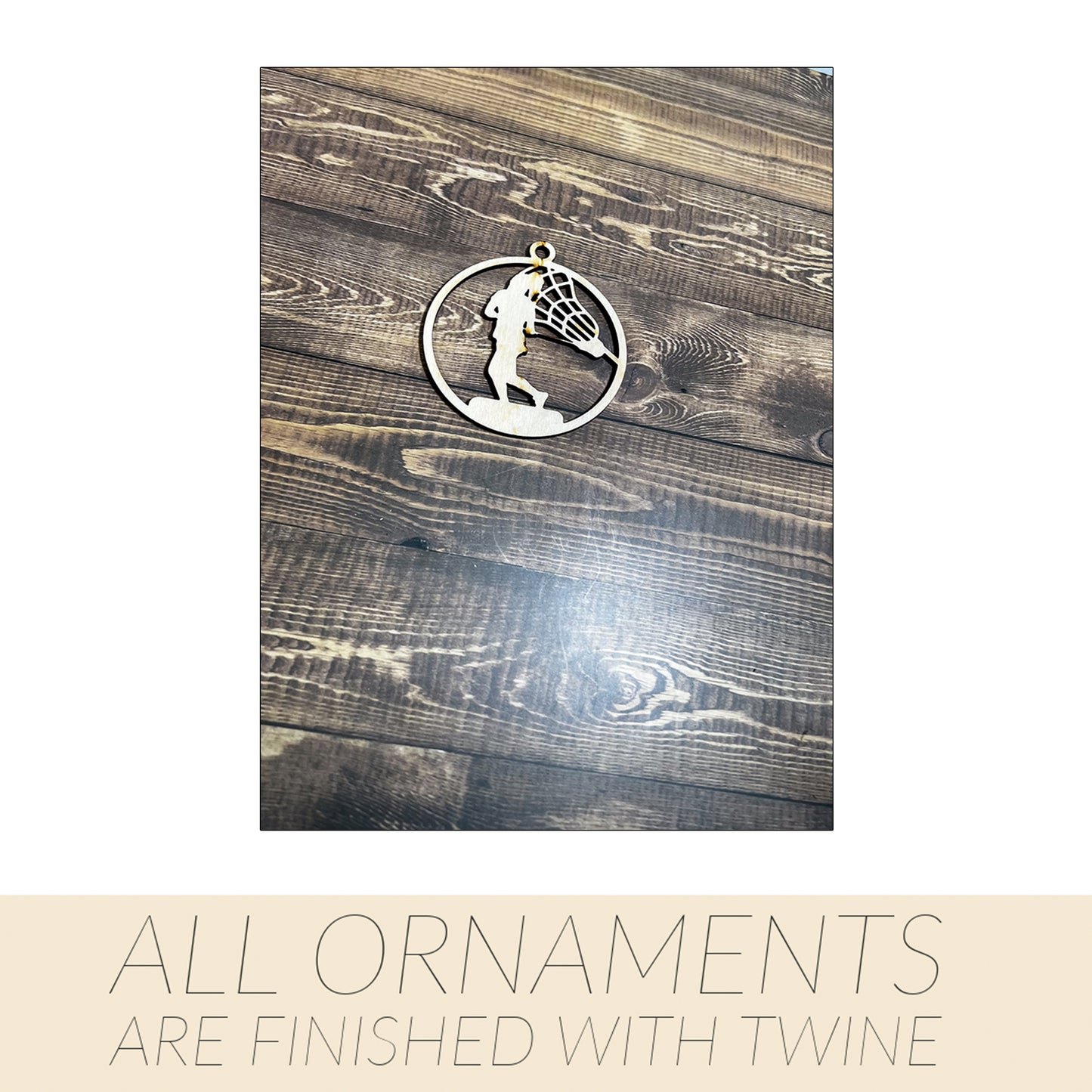 Lacrosse Ornament, Wooden Sports Ornament, Sports Ornament, Engraved Ornament, Laser Engraved Wood Ornament
