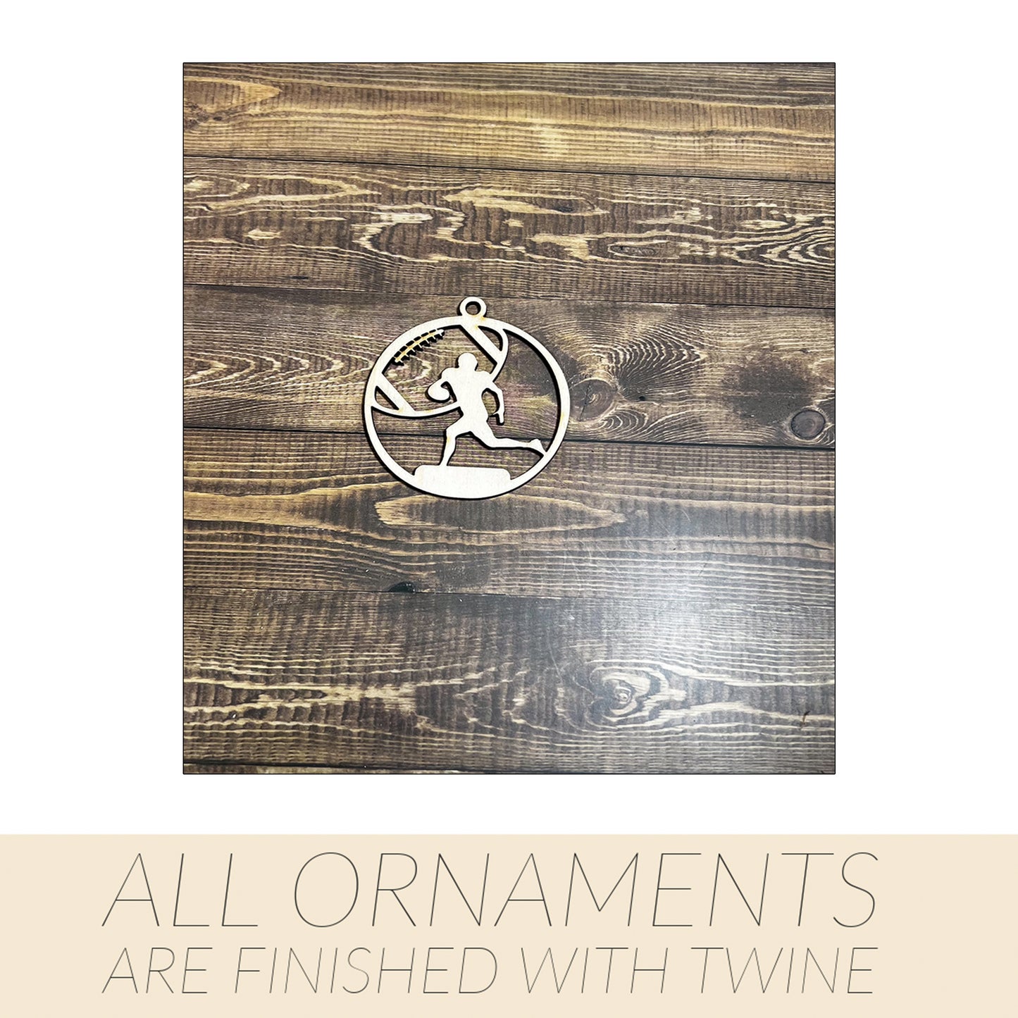 Football Ornament, Wooden Sports Ornament, Sports Ornament, Engraved Ornament, Laser Engraved Wood Ornament