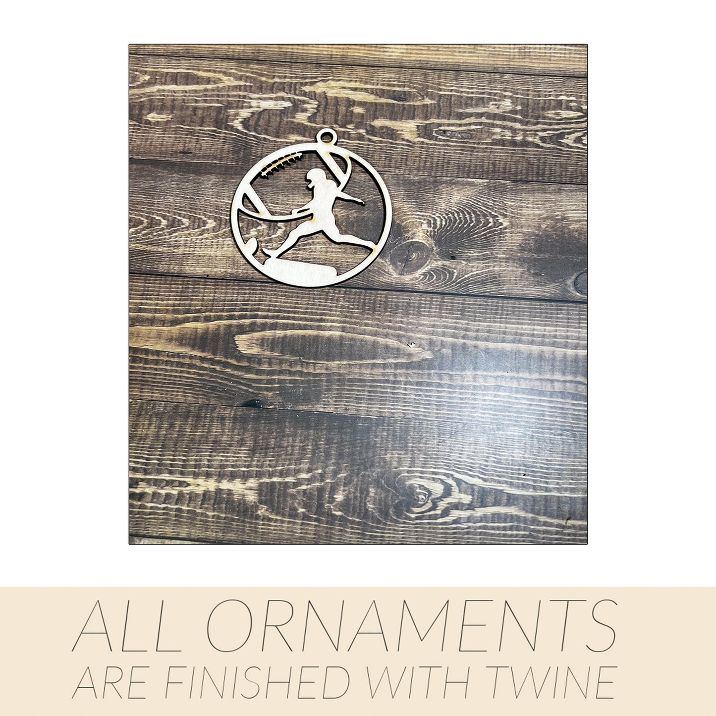 Football Ornament, Wooden Sports Ornament, Sports Ornament, Engraved Ornament, Laser Engraved Wood Ornament