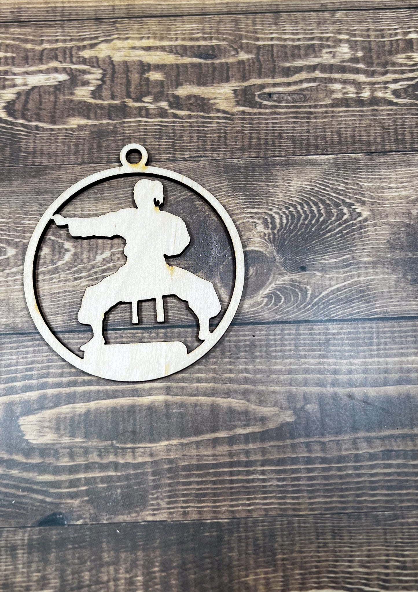 Karate Wooden Sports Ornament, Sports Ornament, Engraved Ornament, Laser Engraved Wood Ornament
