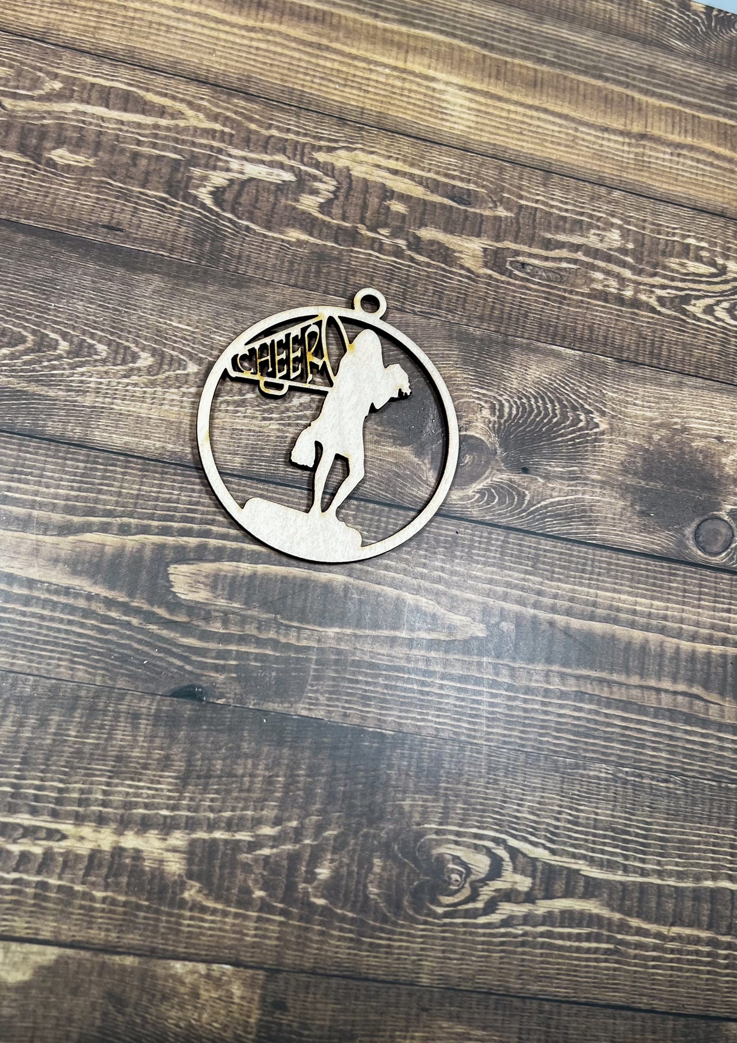 Cheer Ornament, Wooden Sports Ornament, Sports Ornament, Engraved Ornament, Laser Engraved Wood Ornament